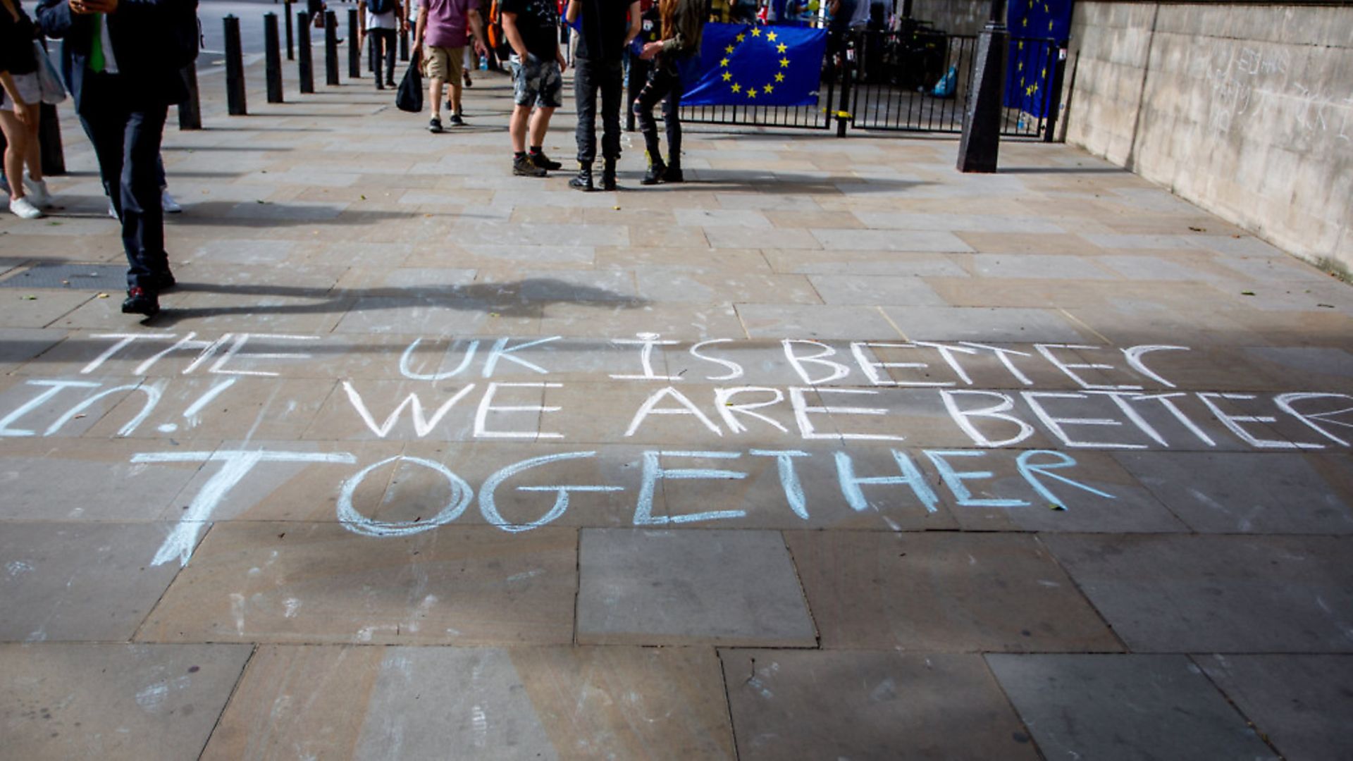 Pro Europeans gather opposite Downing Street for demonstration on the first anniversary of the Brexit referendum - Credit: Wheatley/WENN