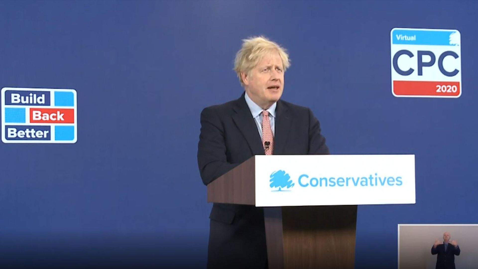 Prime Minister Boris Johnson delivers his address to the virtual Conservative Party Conference - Credit: PA