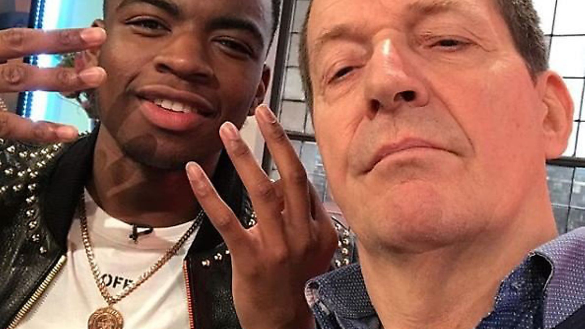 The New European's Editor-at-Large, Alastair Campbell, with 19-year-old rapper Not3s on Saturday Morning Kitchen last week. Photo: Alastair Campbell - Credit: Alastair Campbell Instagram