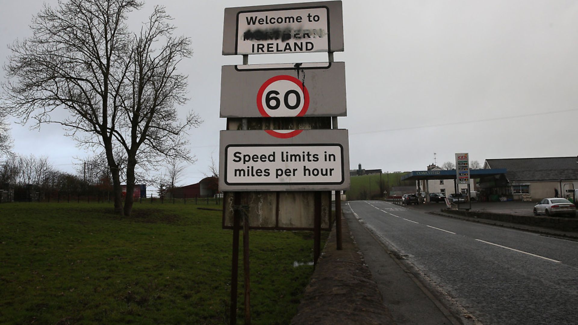 A vandalised 'Welcome to Northern Ireland' sign at the border between Northern Ireland and the Republic of Ireland in Middletown, Co. Armagh. - Credit: PA Wire/PA Images