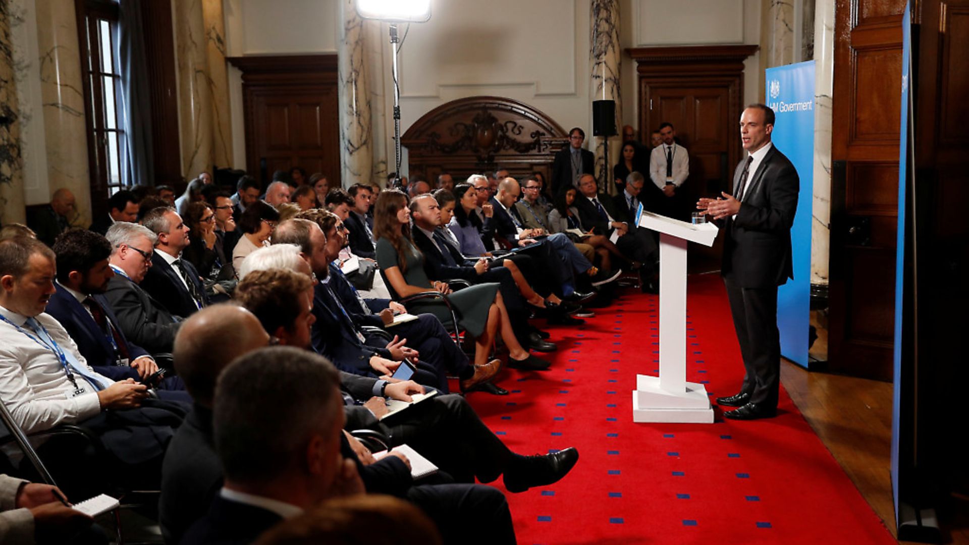 Brexit Secretary Dominic Raab delivers a speech on preparations for a no deal Brexit. Photograph: Peter Nicholls/PA Wire. - Credit: PA