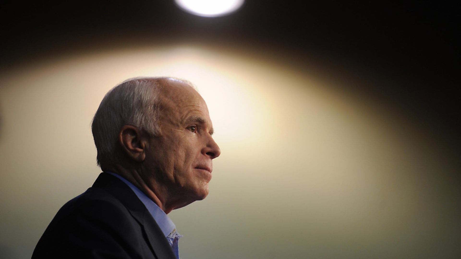 Republican presidential candidate John McCain pauses during his speech at a "Joe the Plumber" campaign rally in Sarasota, Florida on October 23, 2008.  McCain is on a six-stop, one-day "Joe the Plumber" bus tour across central Florida to meet with small business owners.   AFP PHOTO Robyn BECK (Photo credit should read ROBYN BECK/AFP/Getty Images) - Credit: AFP/Getty Images