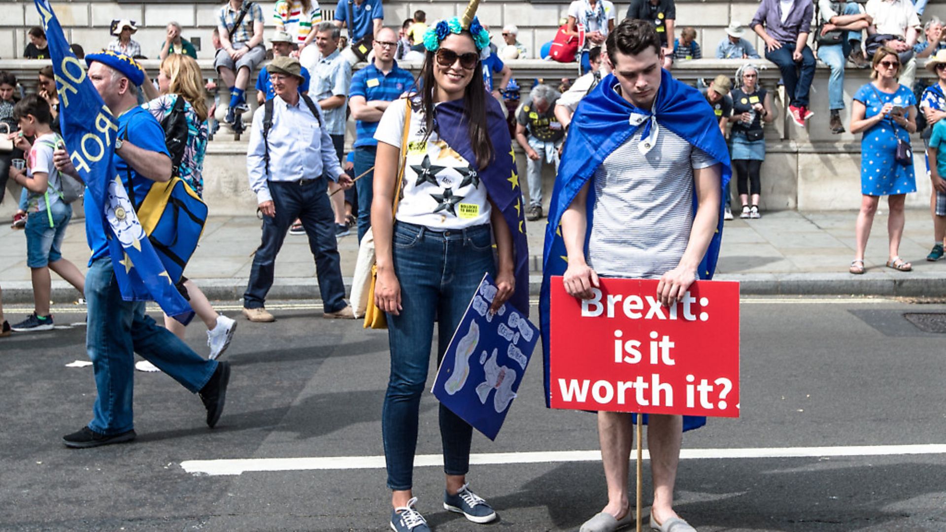 Signs are held up during a demonstration against Brexit on June 23, 2018 in London, the United Kingdom. - Credit: PA Images