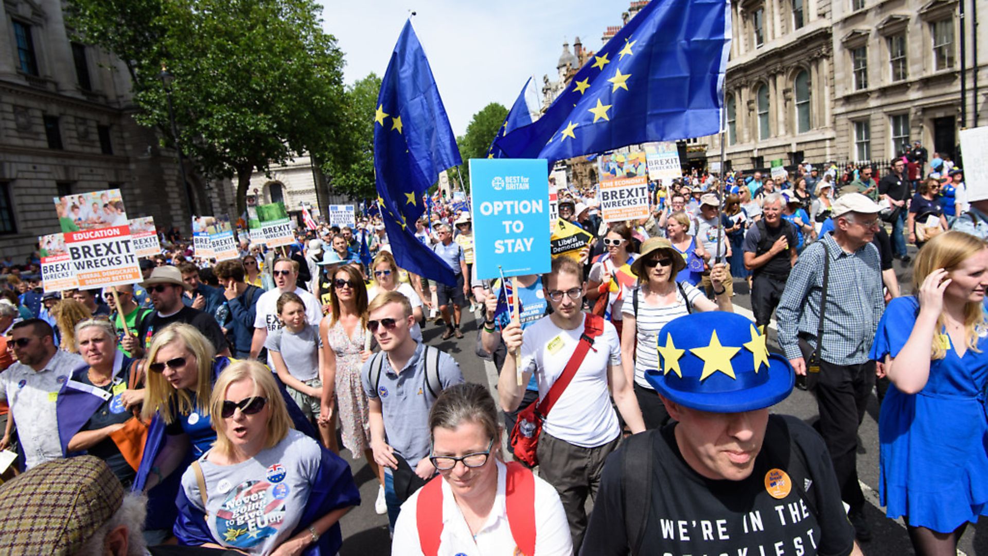 Anti-Brexit demonstrators fill Parliament Square in central London in June 2018. Photograph: Matt Crossick/EMPICS Entertainment. - Credit: Empics Entertainment