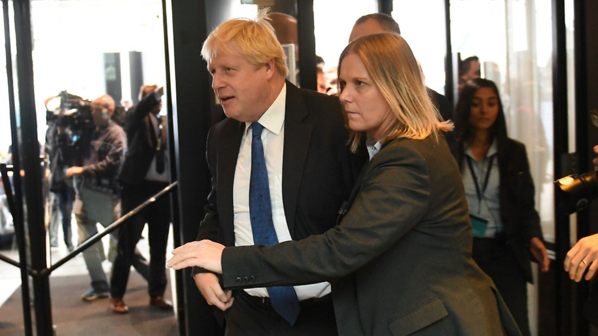 Boris Johnson arrives at the Conservative Party annual conference at the International Convention Centre, Birmingham. Photograph: Stefan Rousseau/PA Wire - Credit: PA