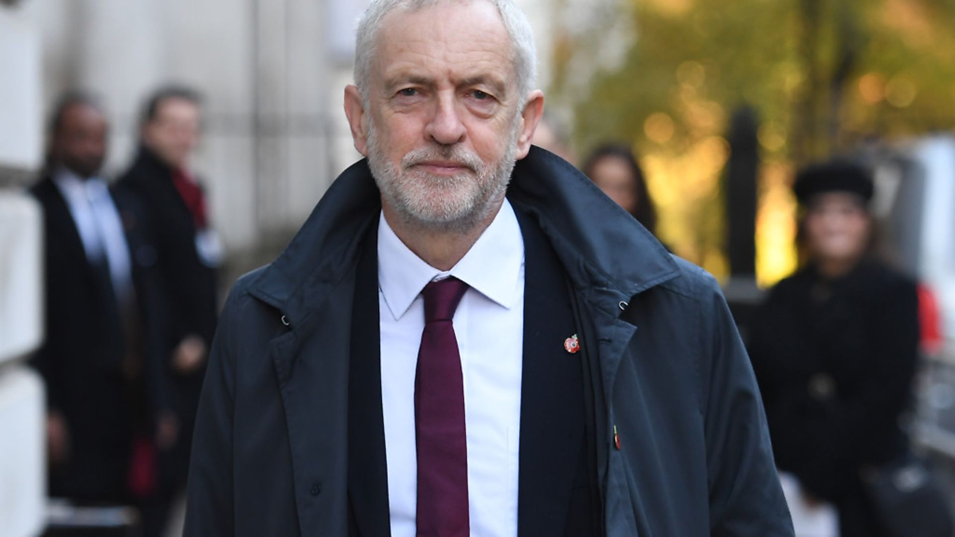 Labour leader Jeremy Corbyn walks through Downing Street ahead of the remembrance service at the Cenotaph memorial in Whitehall, central London, on the 100th anniversary of the signing of the Armistice which marked the end of the First World War. - Credit: PA Wire/PA Images