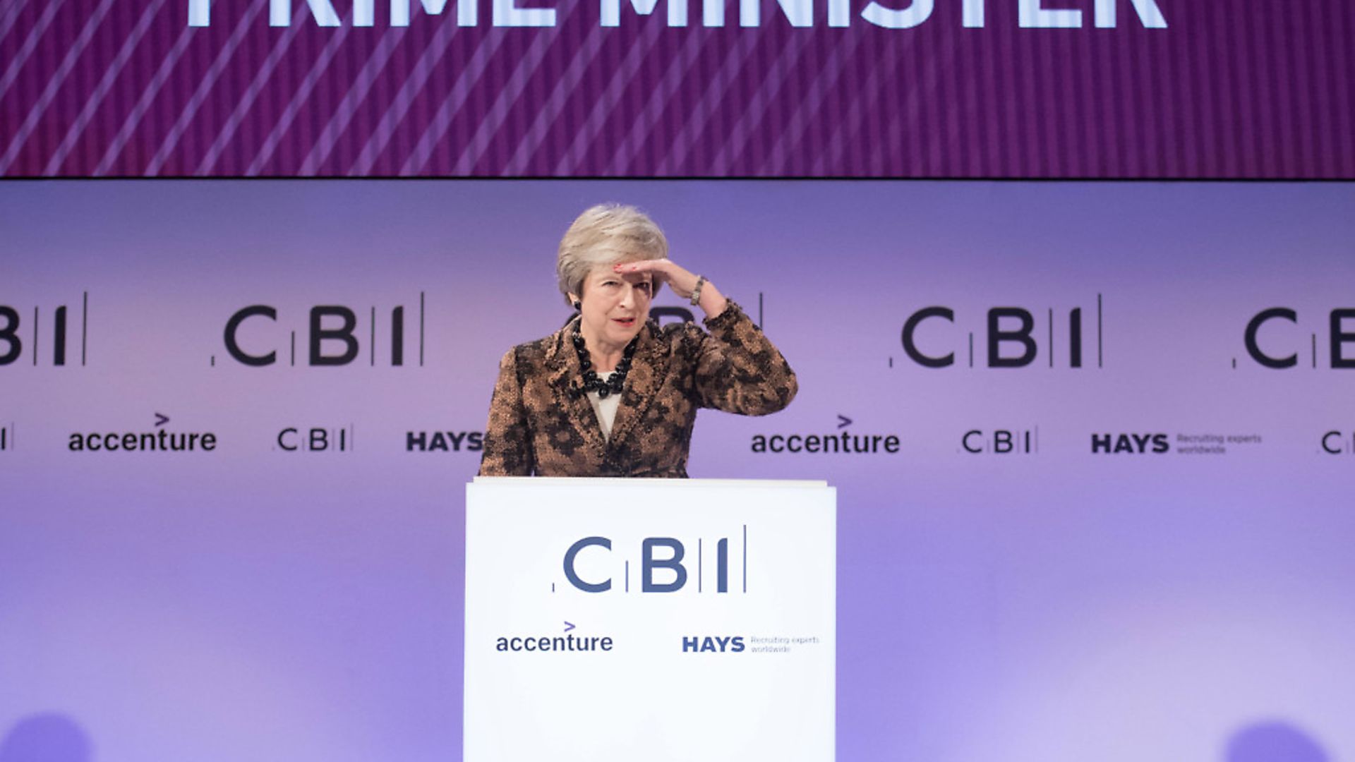 Prime Minister Theresa May speaking at the CBI annual conference. (Photograph: Stefan Rousseau) - Credit: PA Wire/PA Images