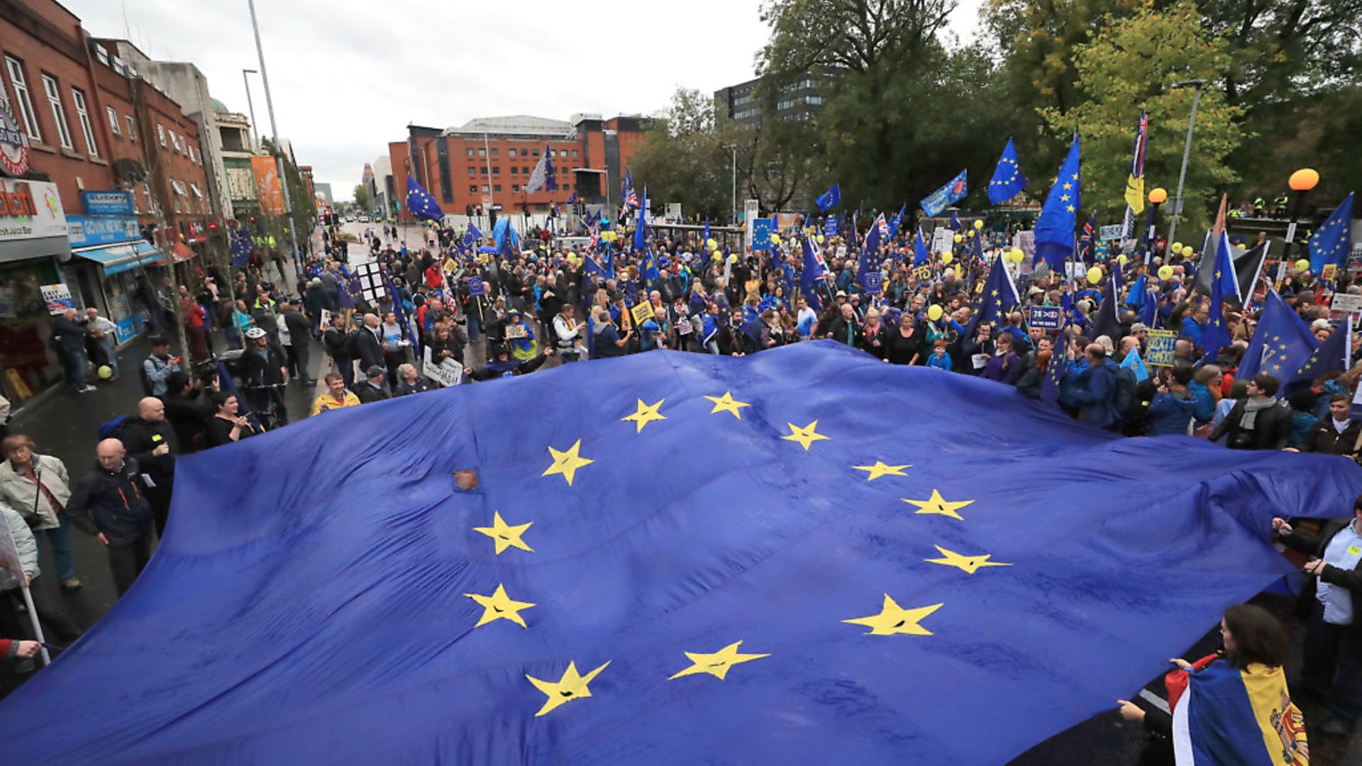 A rally before a Stop Brexit march outside the Conservative party conference. Photograph: Peter Byrne/PA Wire. - Credit: PA Wire/PA Images