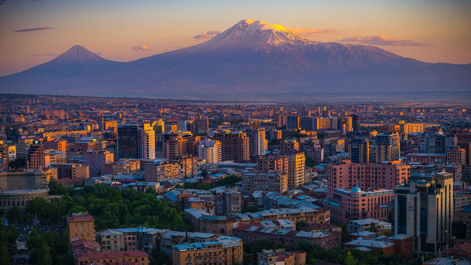 The view of Turkey's Mount Ararat from the Cascade Complex in Yerevan, Armenia - Credit: Getty Images