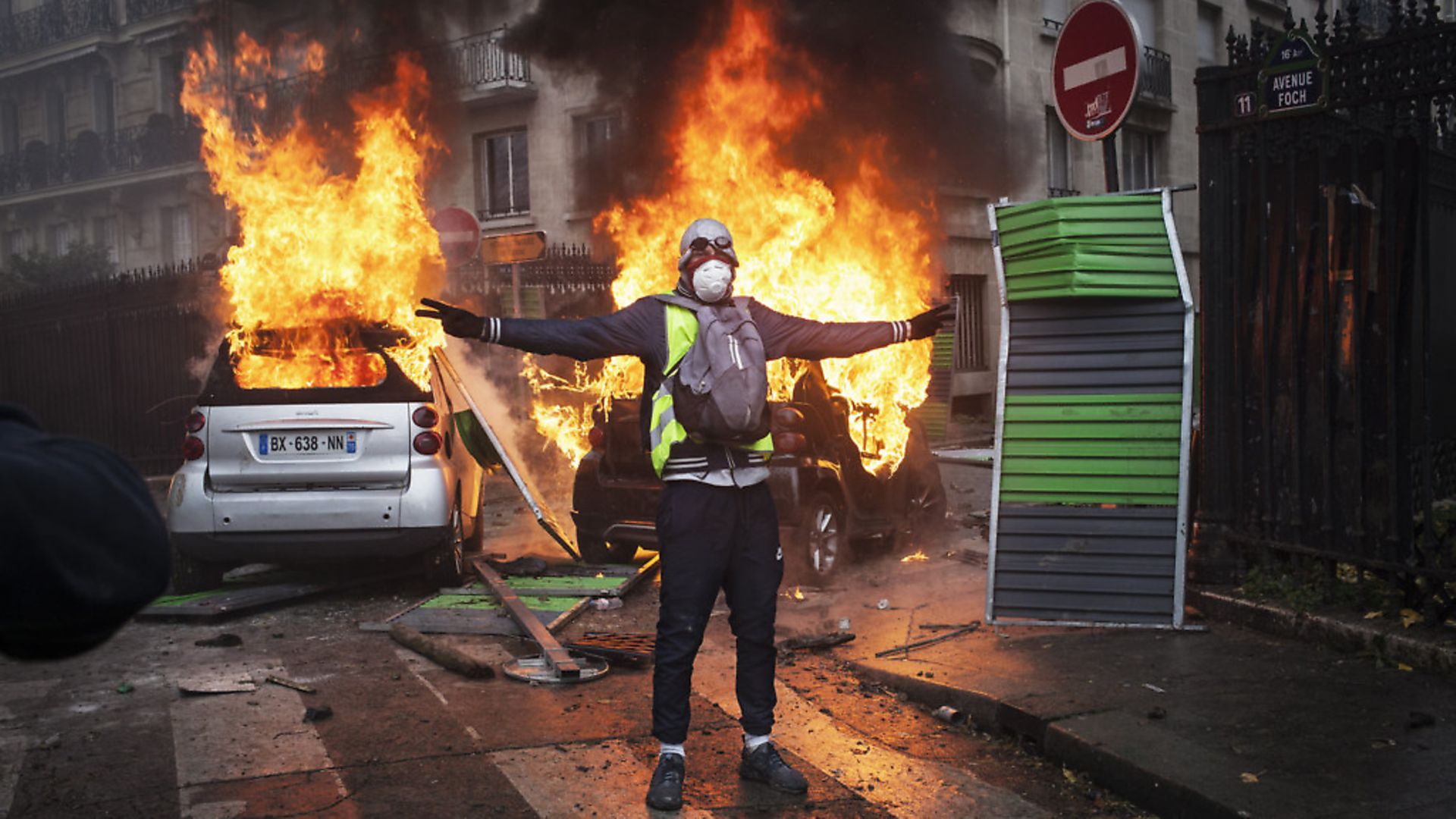 A gilets jaunes (yellow vest) protestor on the streets of Paris after discontent over taxes and rising fuel prices exploded into violence. Photo: Etienne De Malglaive/Getty Images. - Credit: Getty Images