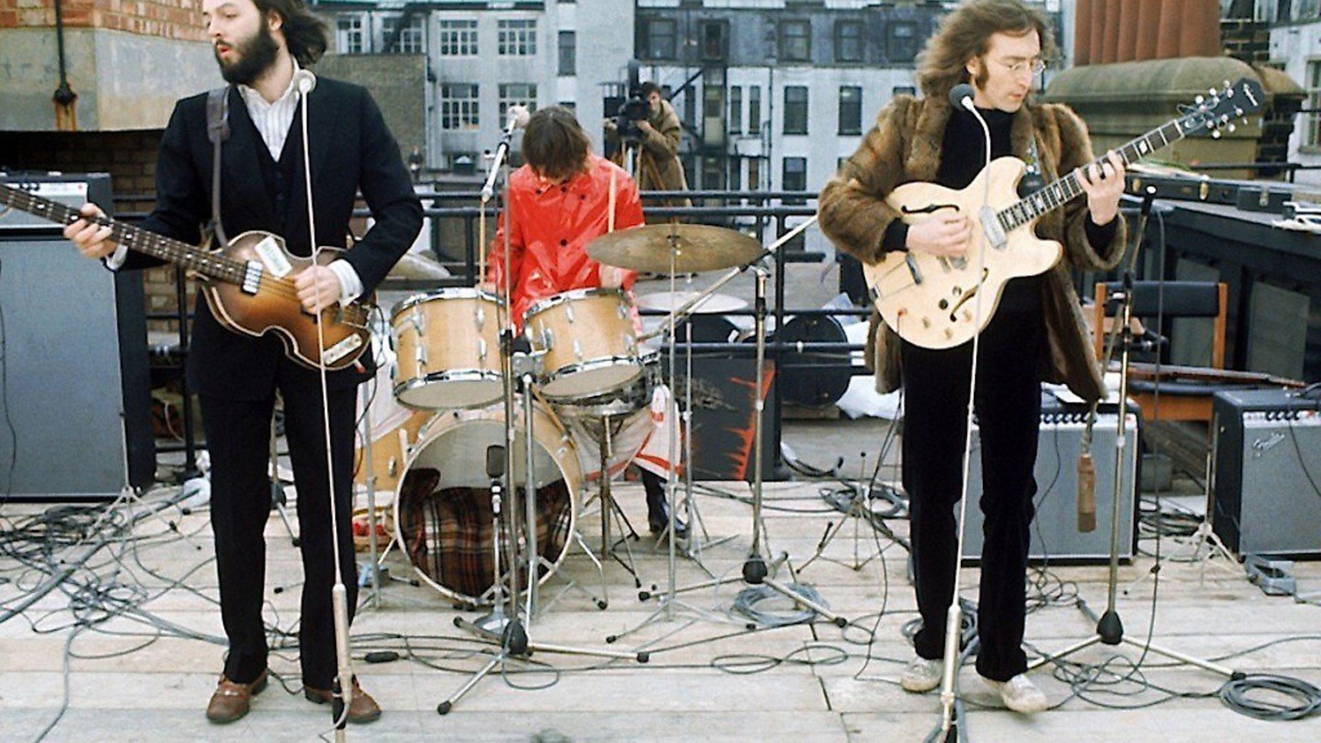The Beatles performing on the roof of the BBC. Picture: Evening Standard/Hulton Archive/Getty Images - Credit: Archant