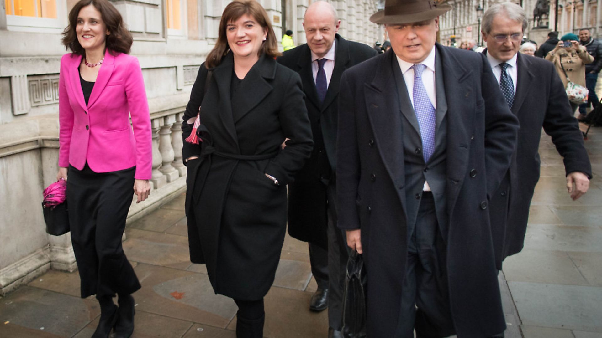 Theresa Villiers, Nicky Morgan, Damian Green, Iain Duncan Smith and Owen Paterson leave the cabinet office in Westminster after a meeting to examine the feasibility of the Malthouse compromise. Photograph: Stefan Rousseau/PA Wire. - Credit: PA
