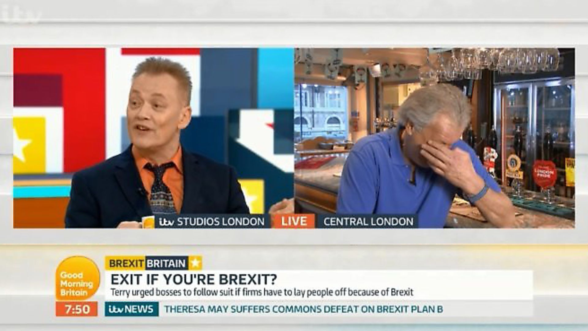 Terry Christian takes on Tim Martin on Good Morning Britain. Photograph: ITV. - Credit: Archant