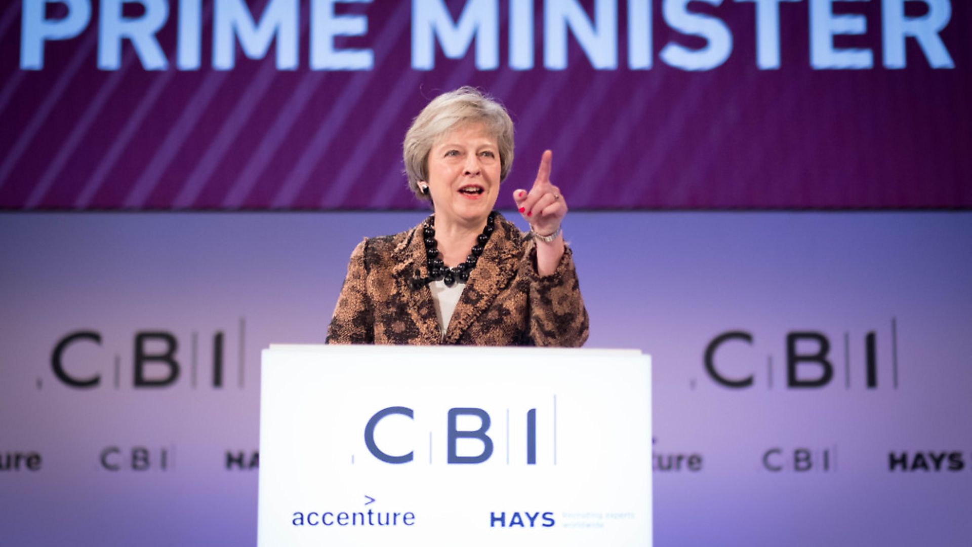 Prime Minister Theresa May speaking at the CBI annual conference. Photograph: Stefan Rousseau/PA. - Credit: PA Wire/PA Images