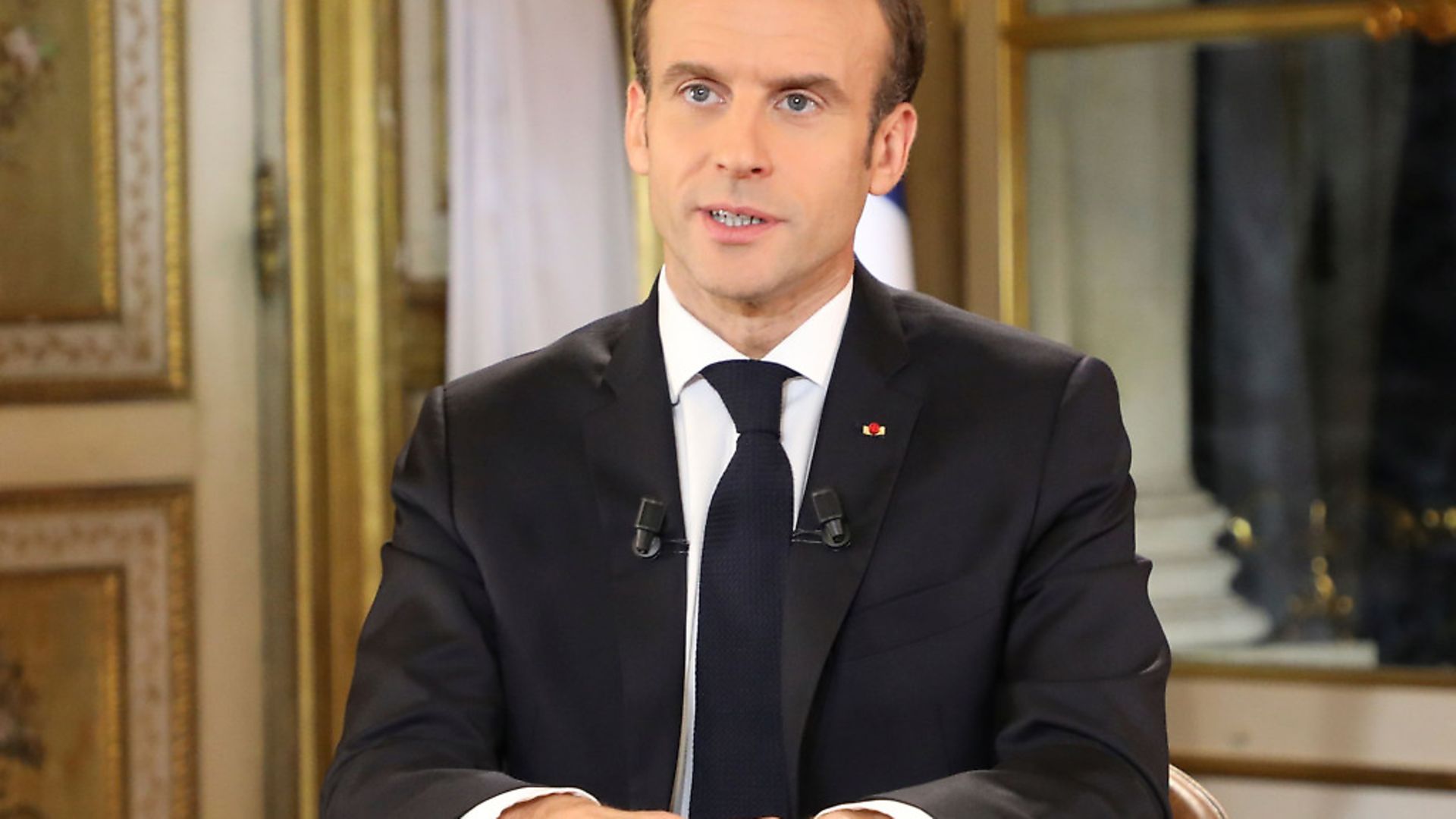 French President Emmanuel Macron speaks during a special address to the nation. (Photo: LUDOVIC MARIN/AFP/Getty Images) - Credit: AFP/Getty Images