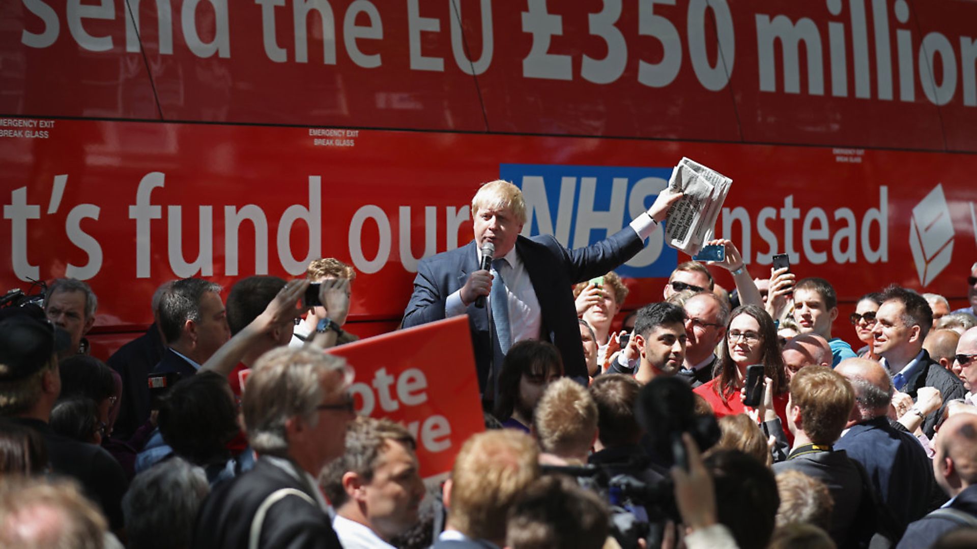 Boris Johnson addresses members of the public in York during the EU referendum campaign. (Photo by Christopher Furlong/Getty Images) - Credit: Getty Images