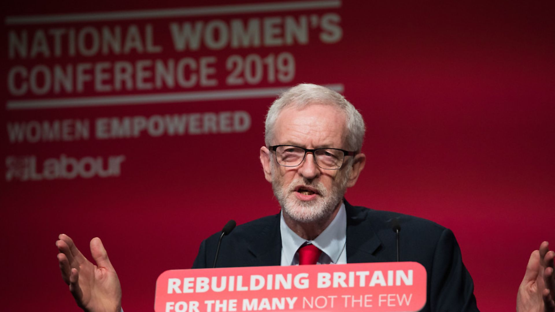 Labour Leader Jeremy Corbyn during a speech at Labour Women's Conference in the Telford International Centre. Photograph: Aaron Chown/PA Wire. - Credit: PA