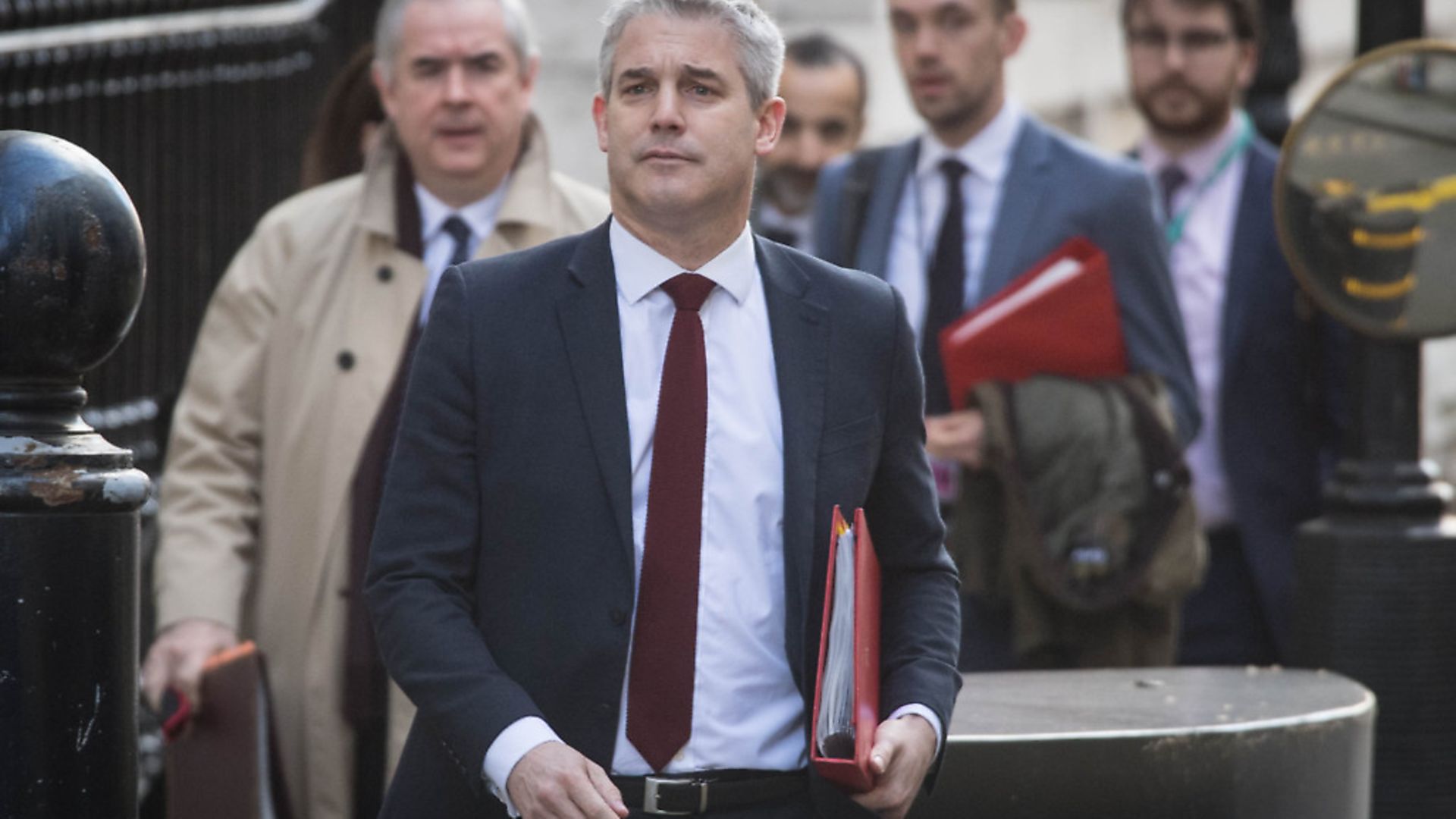 Brexit secretary Stephen Barclay leads his team out of his office including Attorney general Geoffrey Cox. Photograph: Stefan Rousseau/PA Wire. - Credit: PA