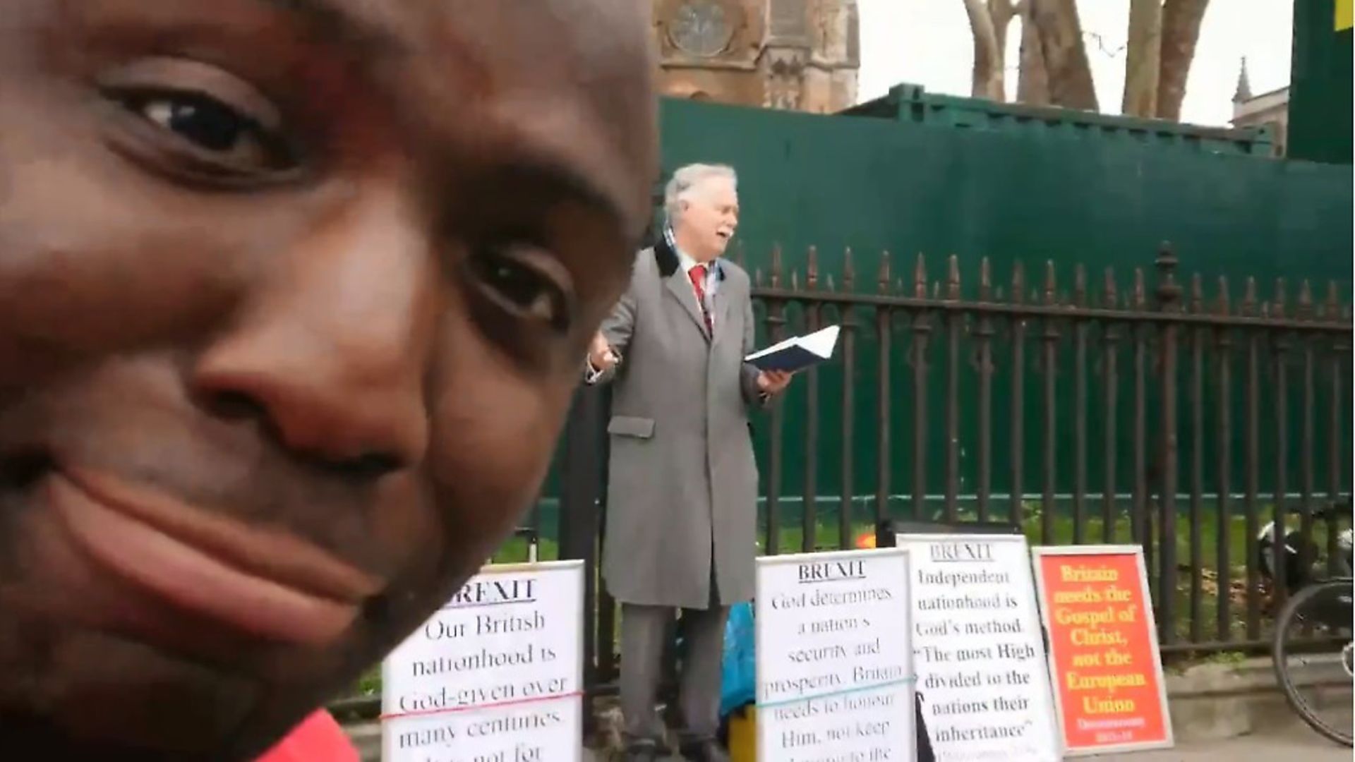 Femi Oluwole meets the Brexiteers using God for their means. Photograph: Twitter. - Credit: Archant