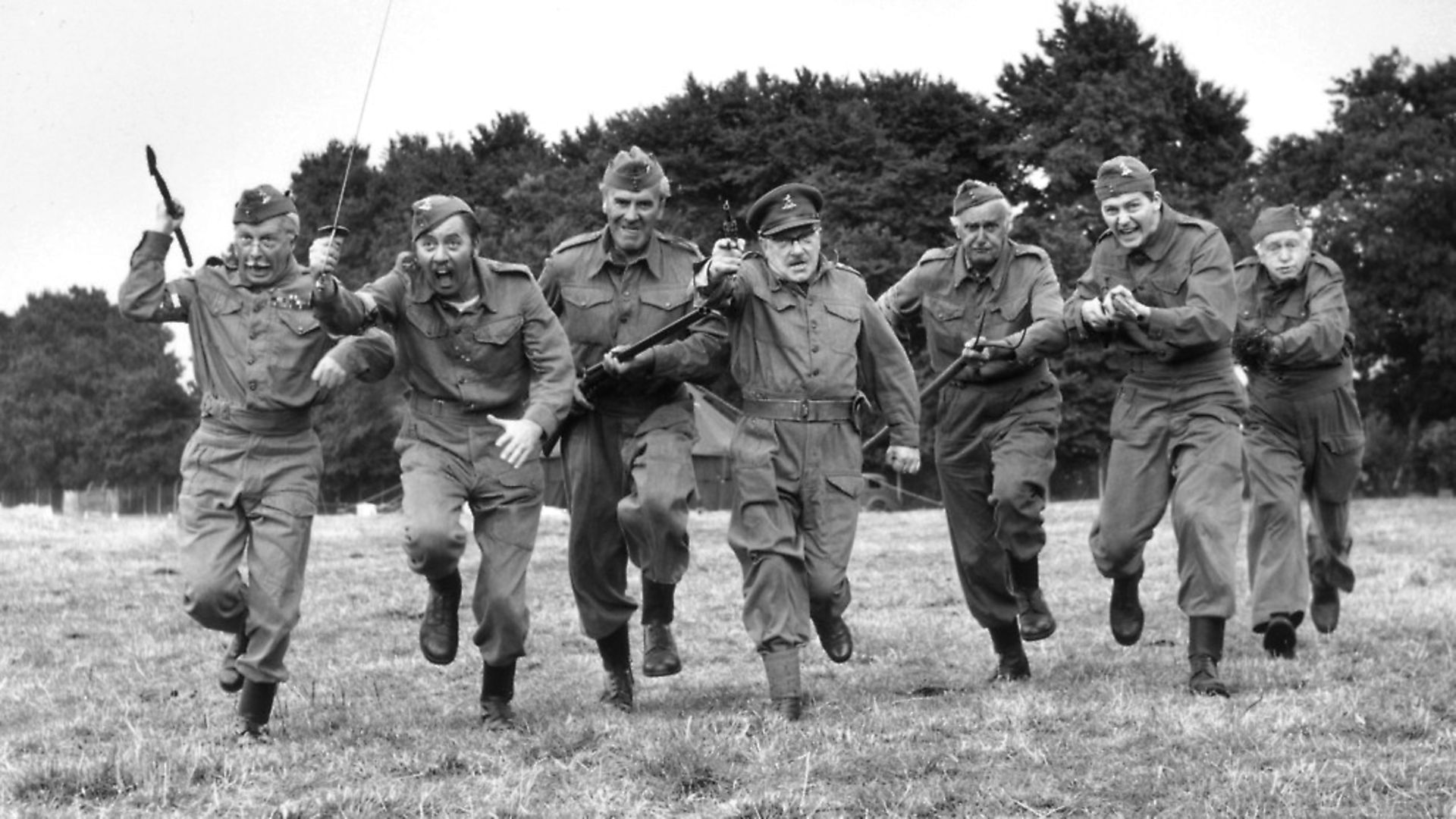 The cast of 'Dad's Army' (from left) Clive Dunn, James Beck, John LeMesurier, Arthur Lowe, John Laurie, Ian Lavender and Arnold Ridley  (Photo by Douglas Miller/Keystone/Getty Images) - Credit: Getty Images