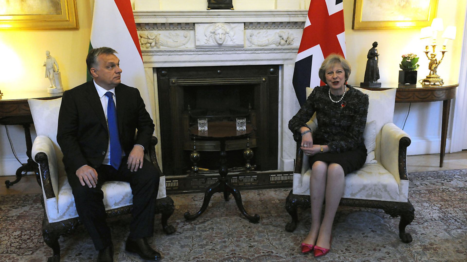 Prime Minister Theresa May sits with Hungarian PM Viktor Orban ahead of a bilateral meeting at Downing Street in central London. Picture: PA/Nick Ansell - Credit: PA Archive/PA Images