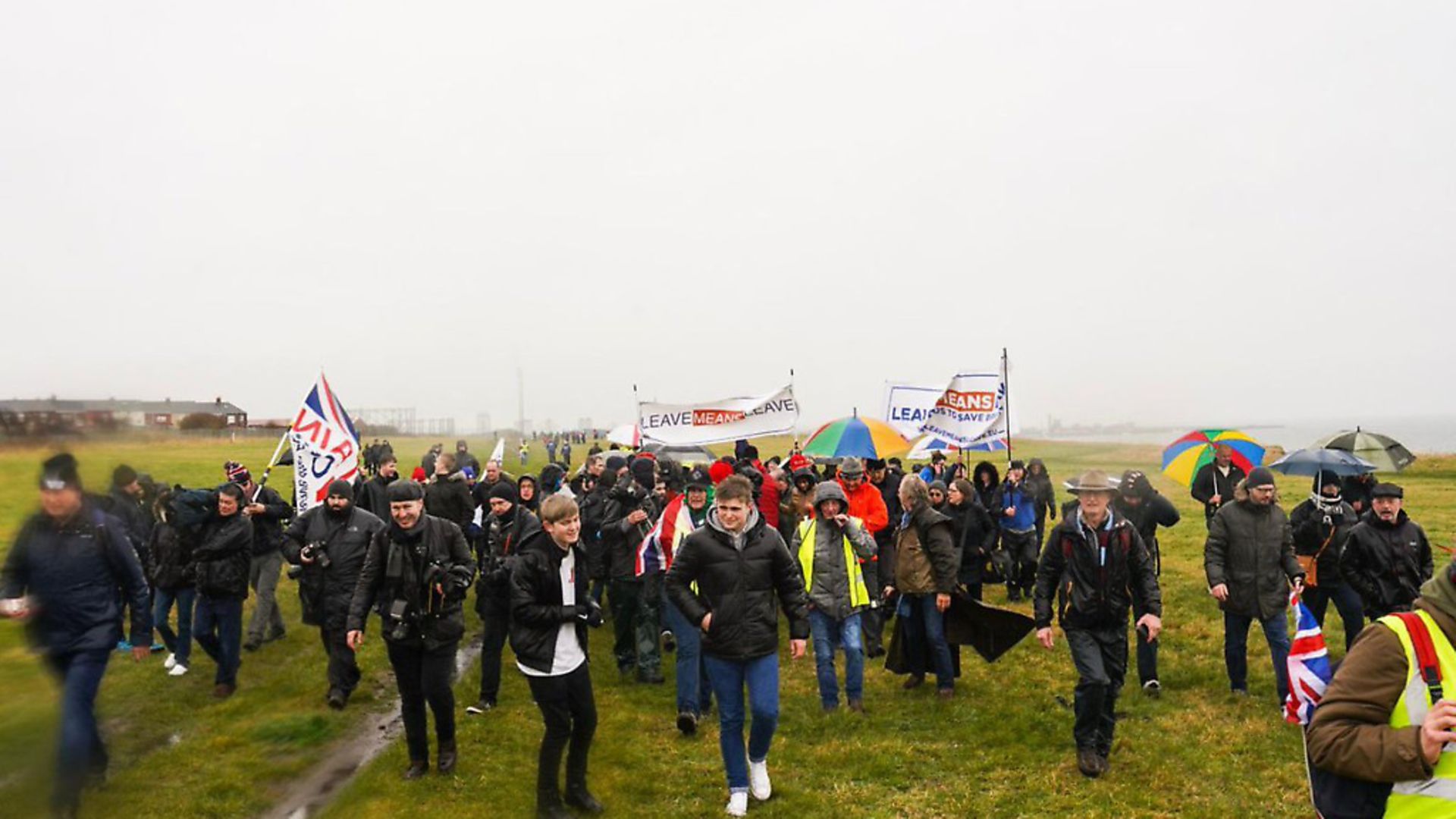 Nigel Farage's Brexit Betrayal 'March' leaves Sunderland. Photograph: Leave Means Leave. - Credit: Archant
