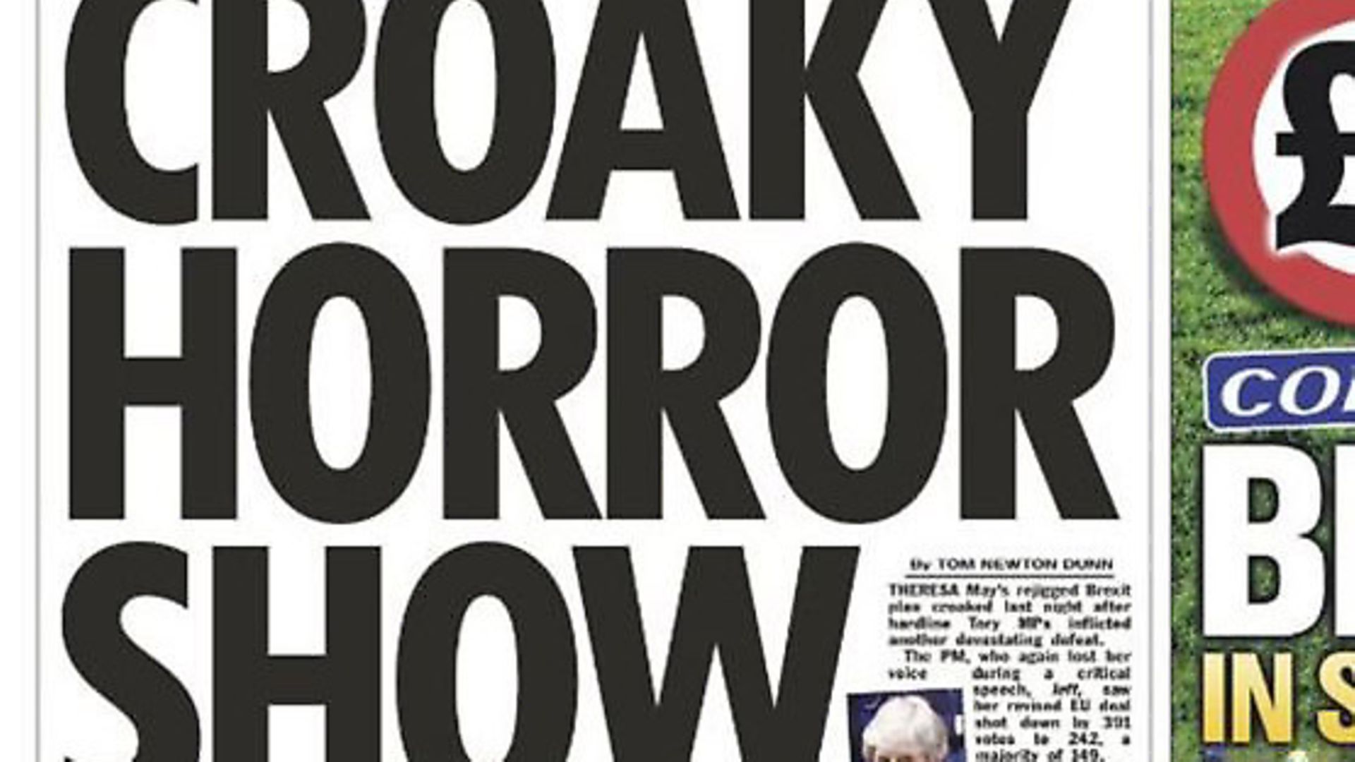 Front cover of The Sun newspaper. Photograph: Twitter. - Credit: Archant