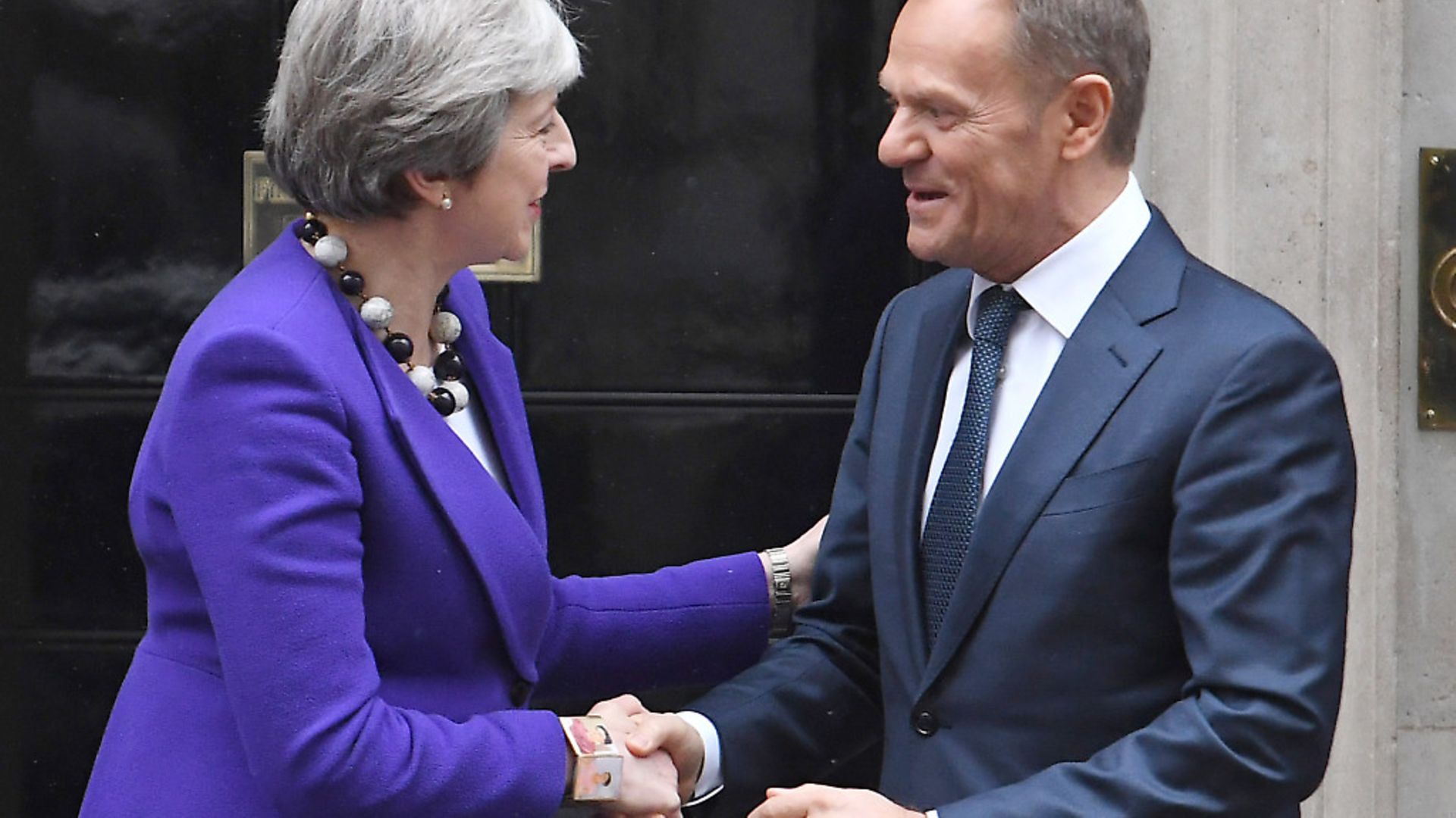 Theresa May and European Council president Donald Tusk at Downing Street. Photograph: Victoria Jones/PA Wire. - Credit: PA