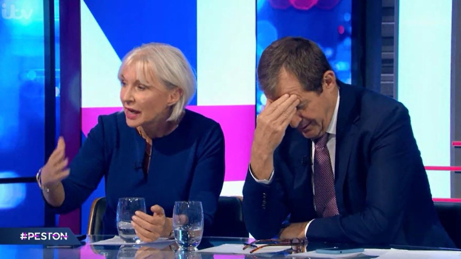 Nadine Dorries and Alastair Campbell debate the Irish border issue on Peston's new show (Image: ITV) - Credit: Archant