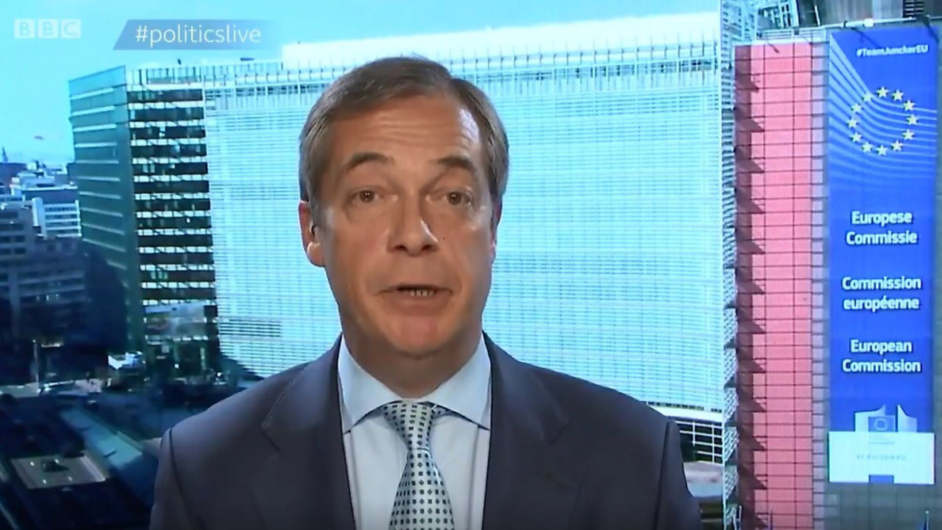 Nigel Farage asked for a march update from Brussels. Photograph: BBC. - Credit: Archant