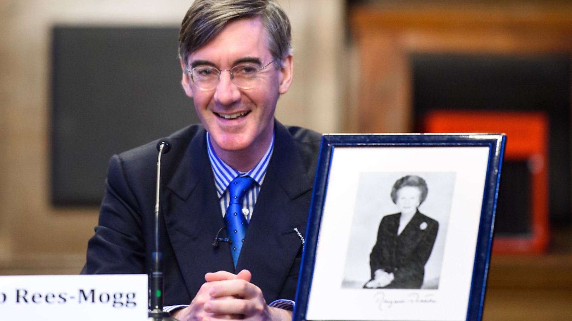 Jacob Rees-Mogg pictured at a fringe meeting at Manchester Town Hall, called 'Brexit with Jacob Rees-Mogg'. Photograph: Matt Crossick/EMPICS Entertainment. - Credit: Empics Entertainment
