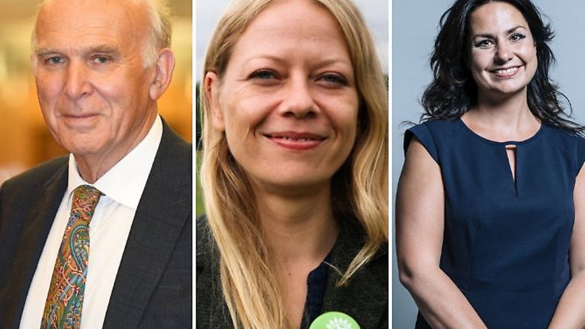 Lib Dem leader Vince Cable, Green party co-leader Sian Berry, and Change UK leader Heidi Allen. Photograph: TNE. - Credit: Archant