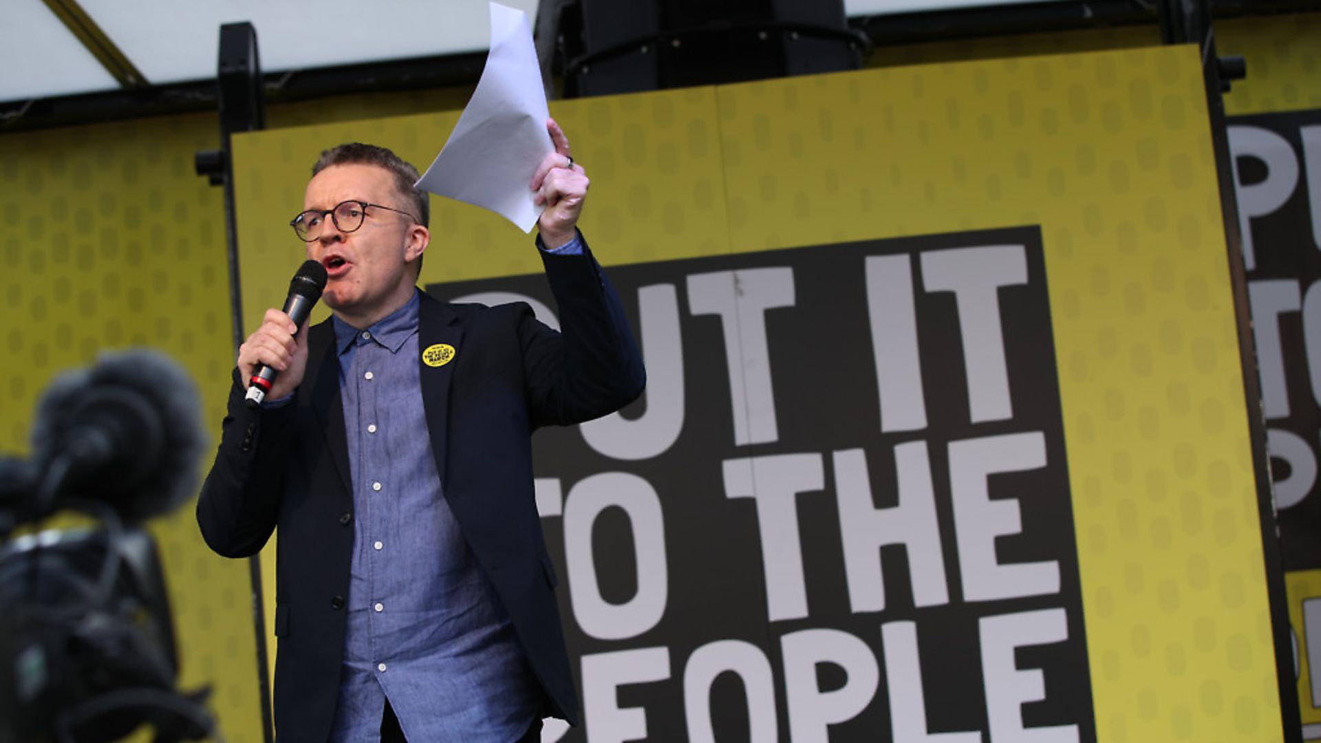Deputy Leader of the Labour Party Tom Watson addresses the People's Vote March in London. Photograph: Yui Mok/PA. - Credit: PA Wire/PA Images