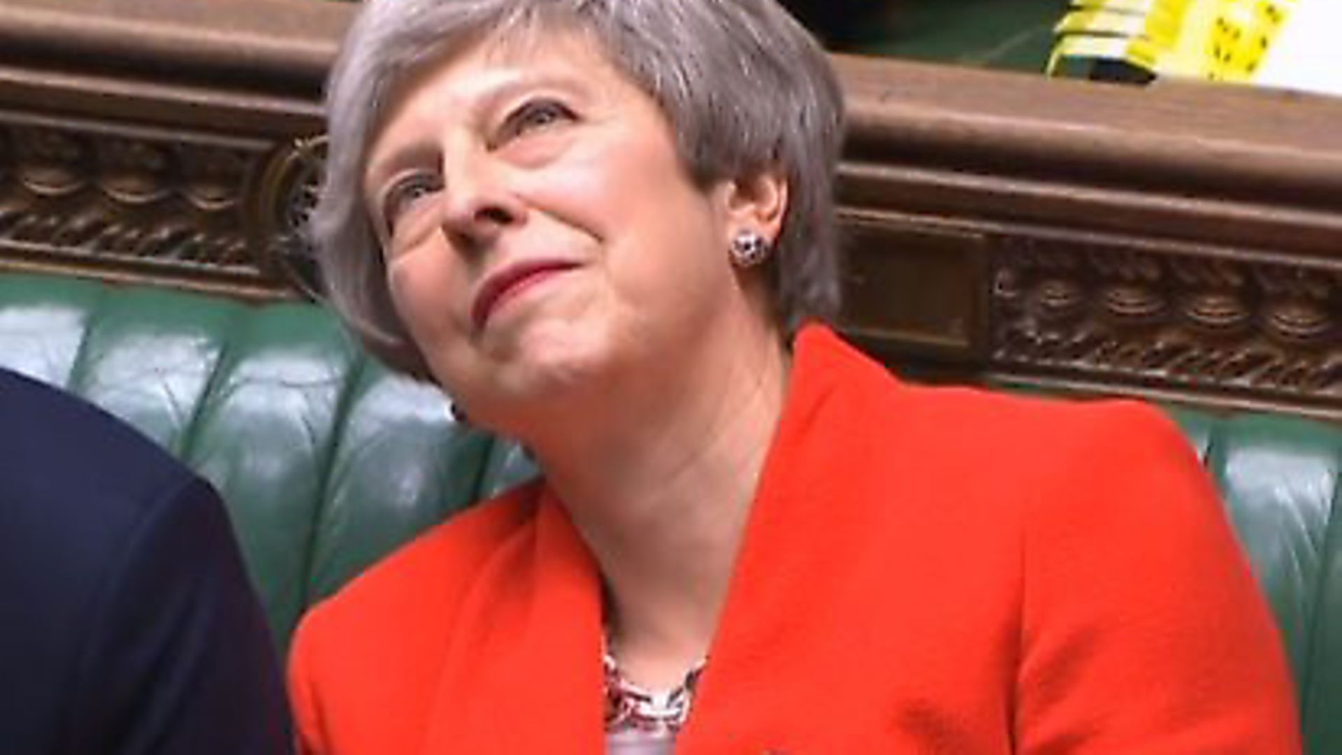 Theresa May is asked to resign by Peter Bone. Photograph: Parliament TV. - Credit: Archant