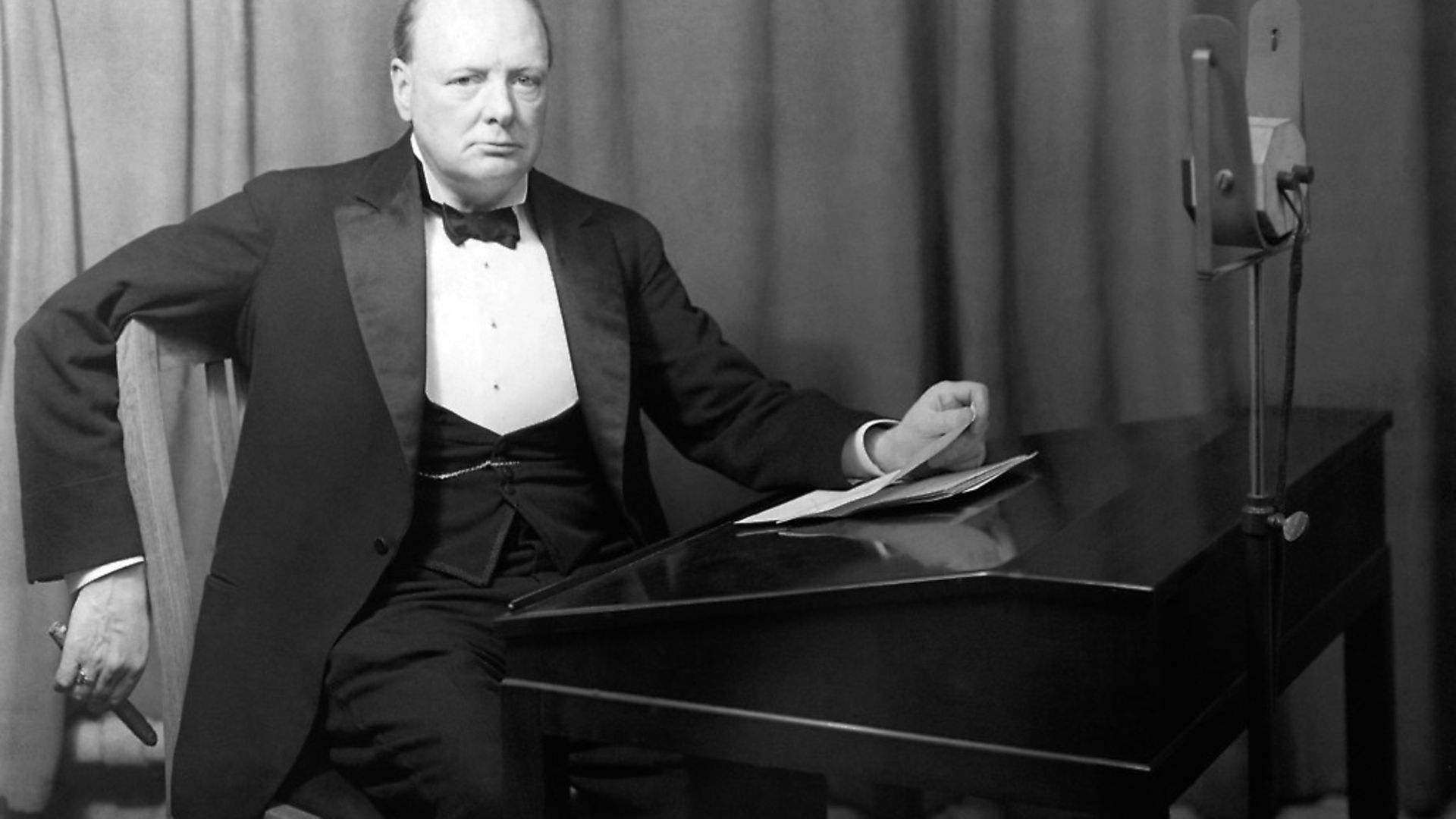 Winston Churchill gives a radio broadcast whilst campaigning for Epping. Picture: S&G and Barratts/EMPICS Archive - Credit: S&G and Barratts/EMPICS Archive