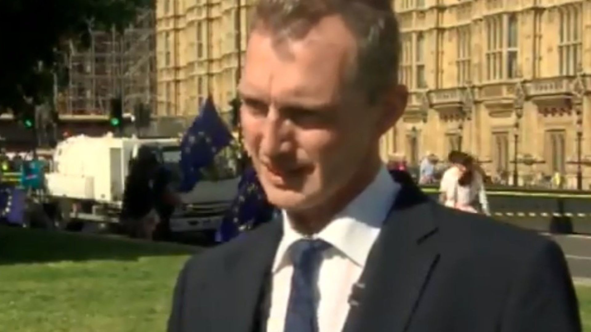 David Davies is called a traitor by Brexit-supporting member of the public. Photograph: BBC. - Credit: Archant