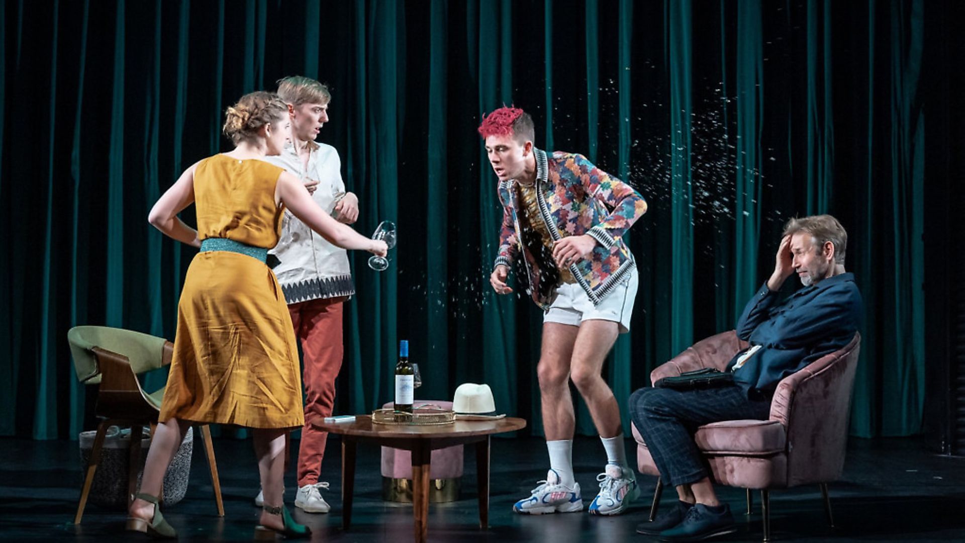 Karen Fishwick (Clare), Joshua James (Finn), Calam Lynch (Cas) and Richard Cant (Ivar) in Wife. Picture: Marc Brenner - Credit: Archant