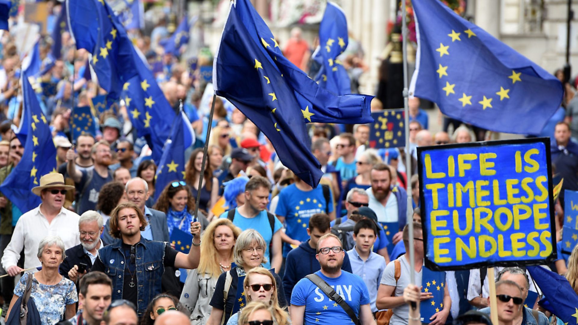 Anti-Brexit campaigners fighting for the UK to remain in the European Union. (Photo by Kate Green/Anadolu Agency/Getty Images) - Credit: Getty Images