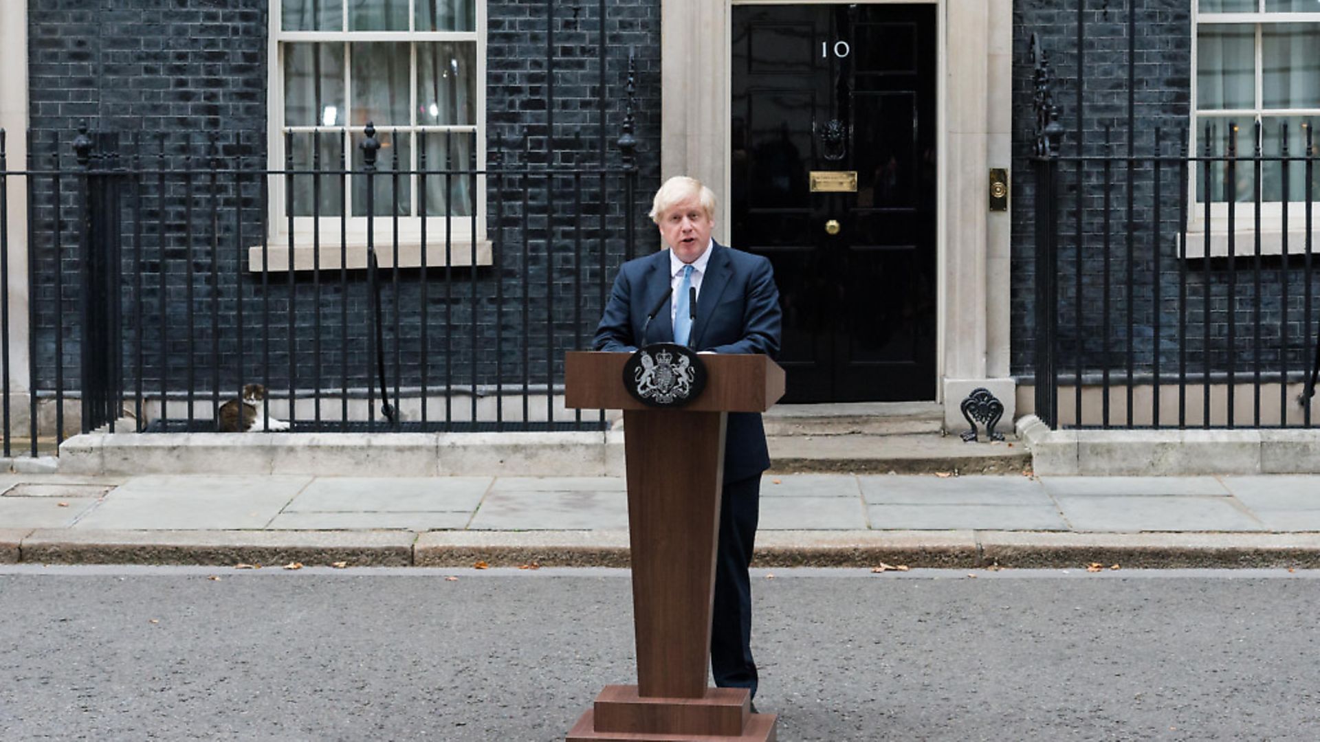 LONDON, UNITED KINGDOM - SEP 02:  British Prime Minister Boris Johnson makes a statement to the media outside 10 Downing Street on 02 September 2019 in London, England. Boris Johnson has reiterated his aim to leave the EU with a negotiated deal on 31 October 2019 amid speculations that a general election could be called should the MPs legislate against no-deal Brexit when Parliament returns tomorrow. (Photo credit should read Wiktor Szymanowicz / Barcroft Media via Getty Images) - Credit: Barcroft Media via Getty Images