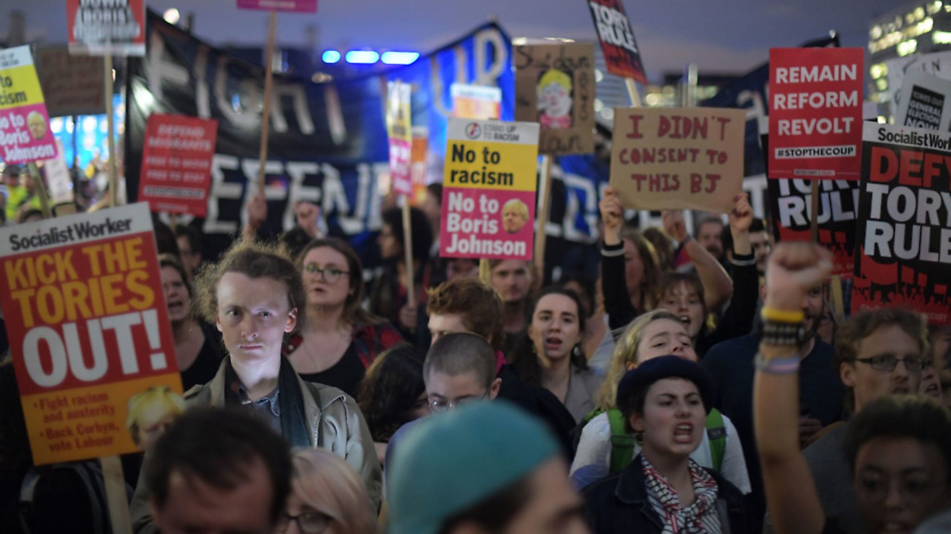 Brexit protesters in Westminster, London, as MPs are taking part in an emergency debate over a new law to block a no-deal Brexit. Picture: Victoria Jones/PA Wire - Credit: PA