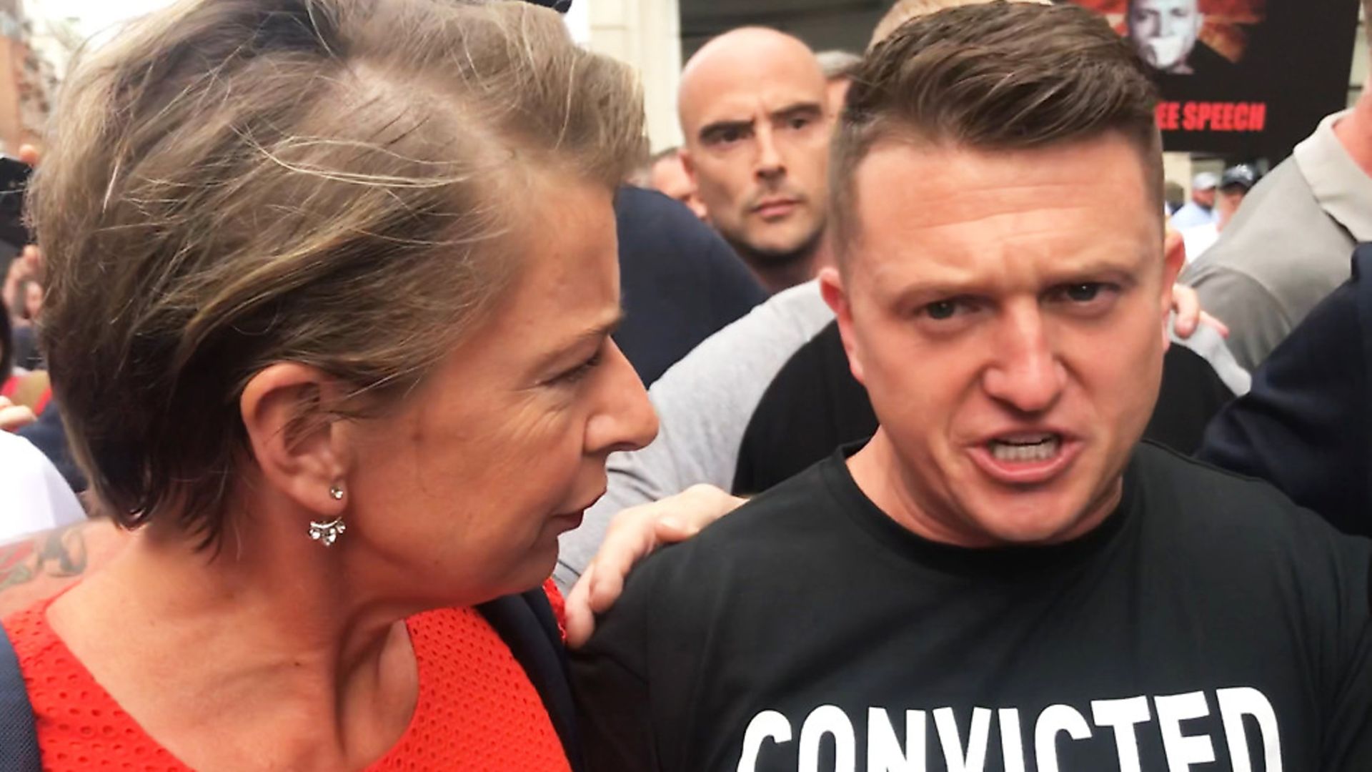 Tommy Robinson with Katie Hopkins as he arrives for court. Photograph: Henry Vaughan/PA. - Credit: PA Wire/PA Images