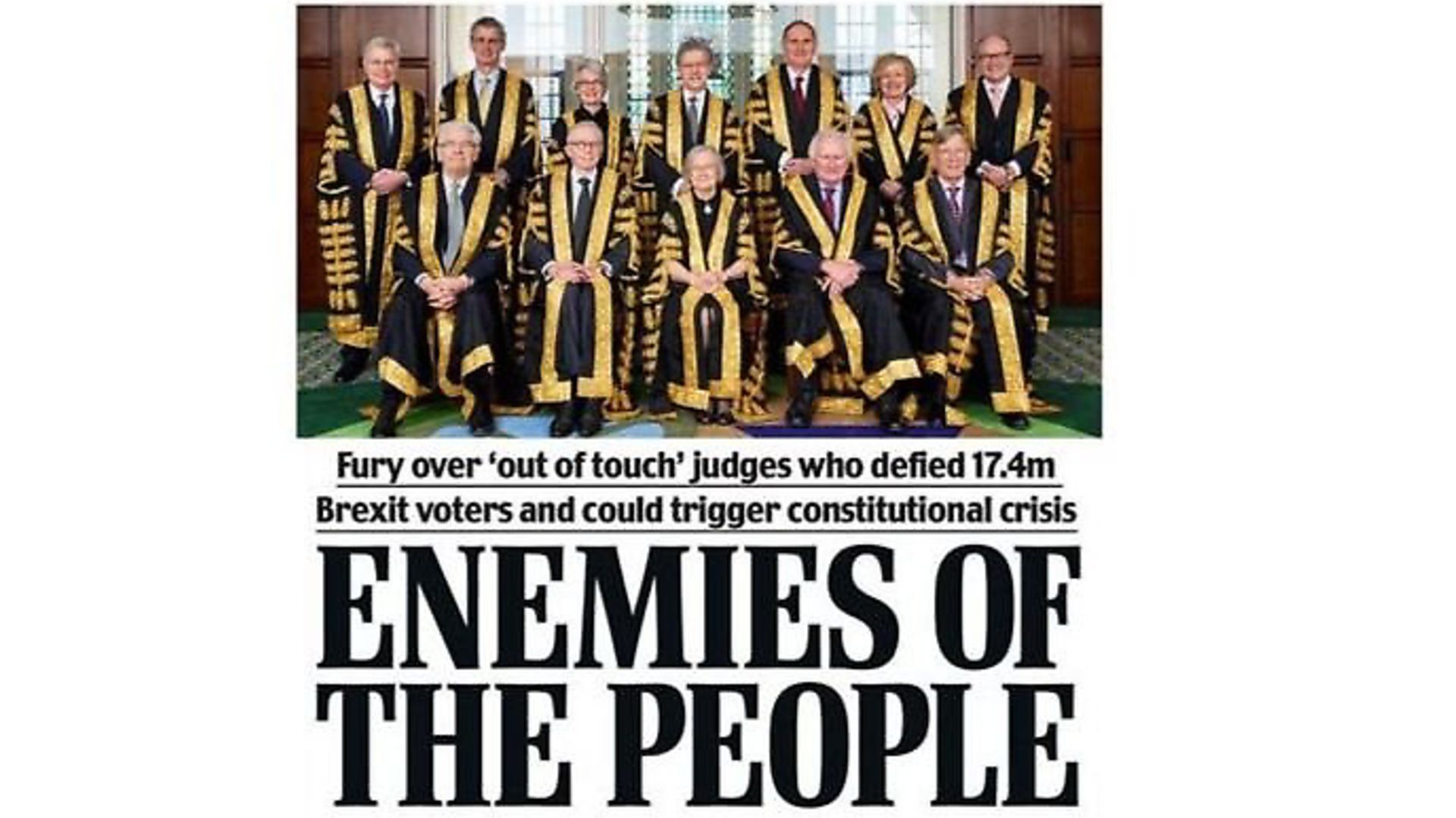 Leave.EU mocks up the justices as "enemies of the people" in a social media campaign. Photograph: Facebook. - Credit: Archant
