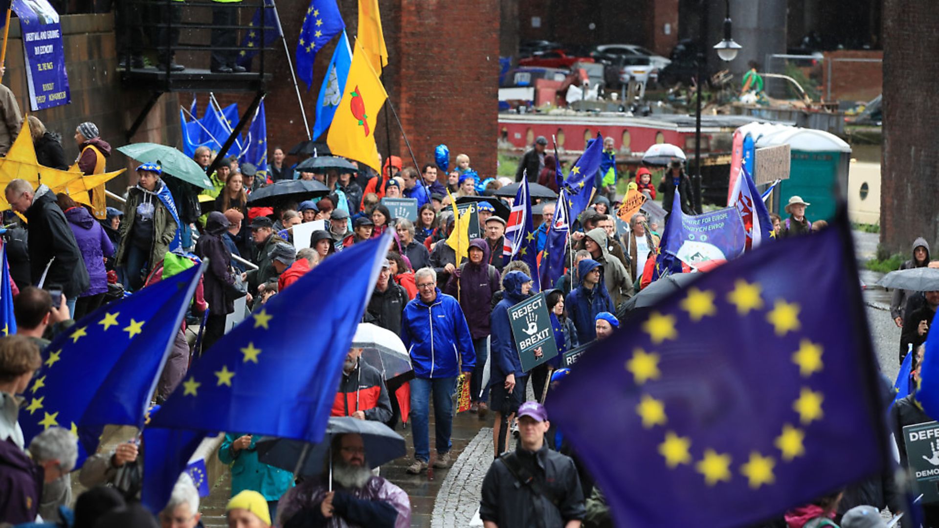 Anti Brexit protesters at the Reject Brexit, Defend Our Democracy protest. Photograph: Peter Byrne/PA Wire. - Credit: PA
