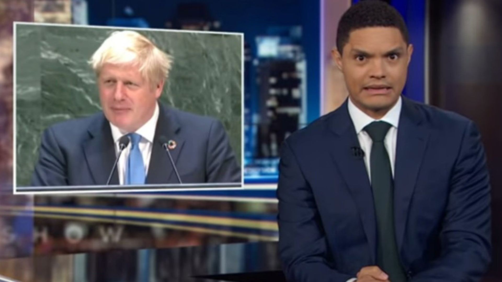 Trevor Noah at the Daily Show displays concern after Boris Johnson's speech to the UN. Picture: The Daily Show - Credit: The Daily Show