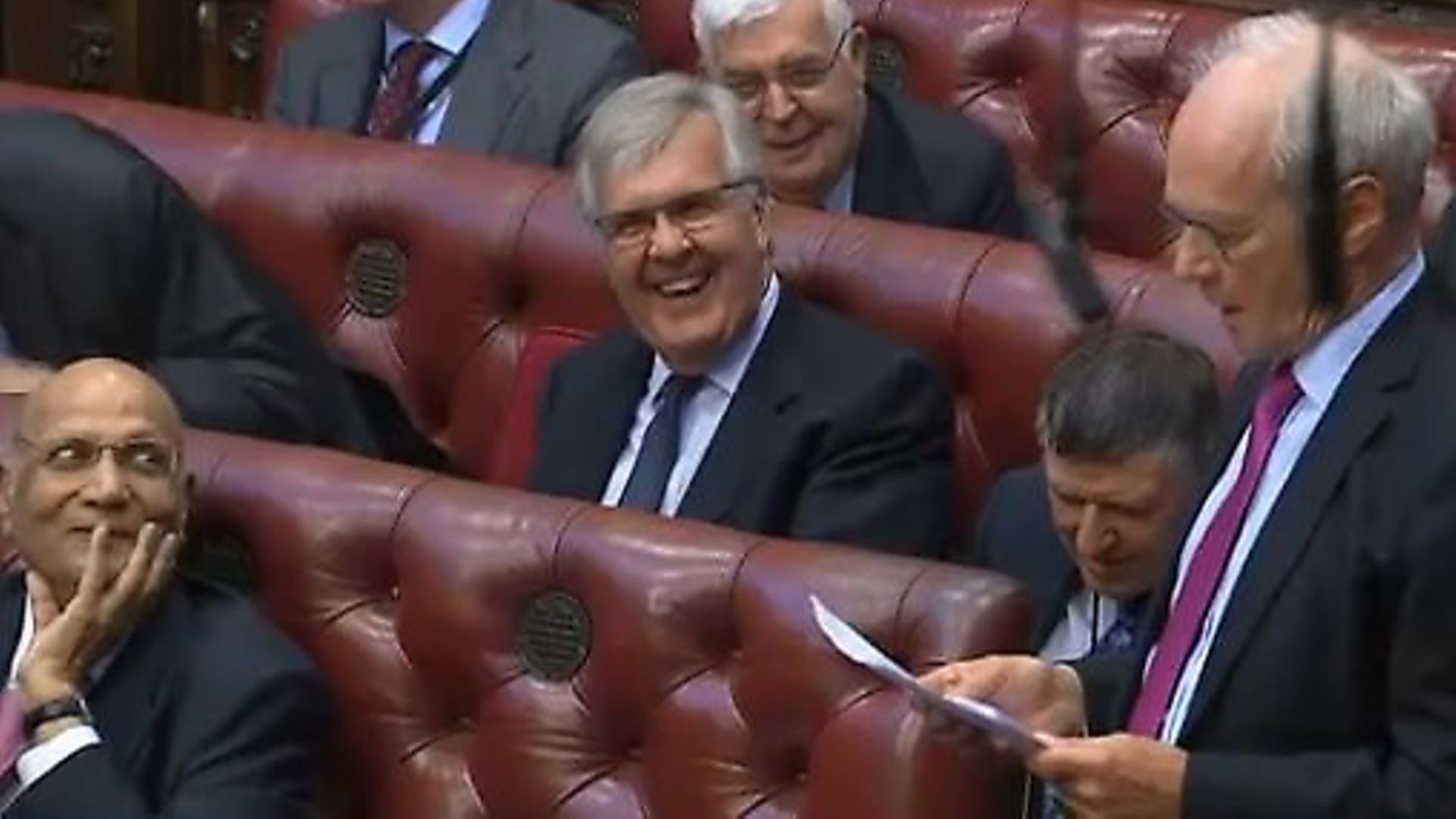 Laughter from the Tory benches as Lord Lilley compares the EU to the Soviet Union. Photograph: Parliament TV. - Credit: Archant