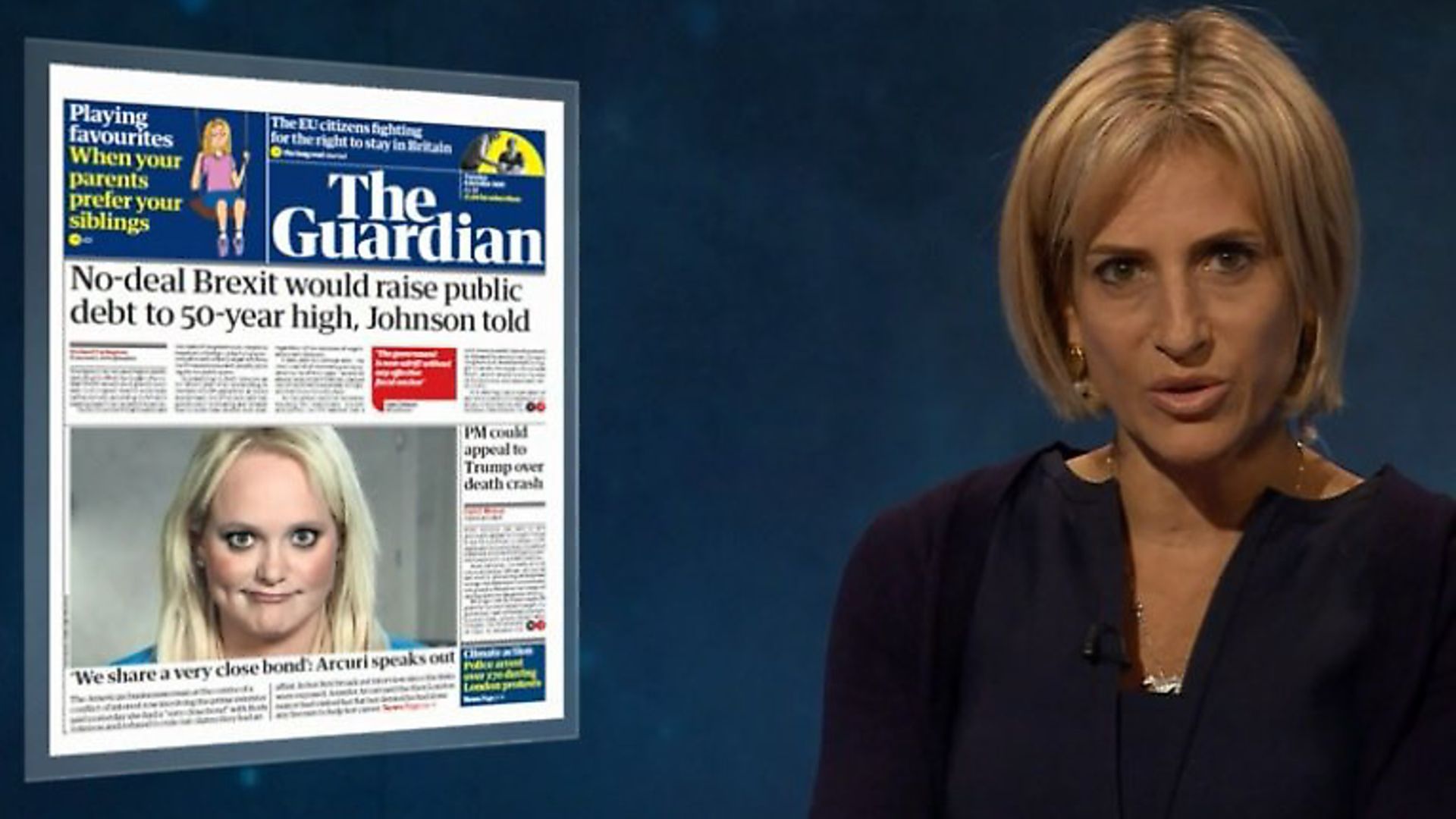Emily Maitlis appears on Newsnight discussing the newspaper headlines. Photograph: BBC. - Credit: Archant