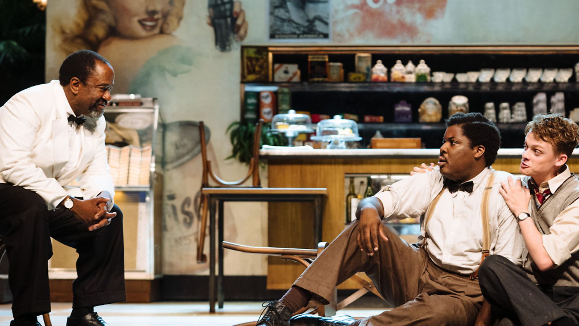 Lucian Msamati, Hammed Animashaun and Anson Boon in Master Harold...and the boys Picture: Helen Murray - Credit: Archant