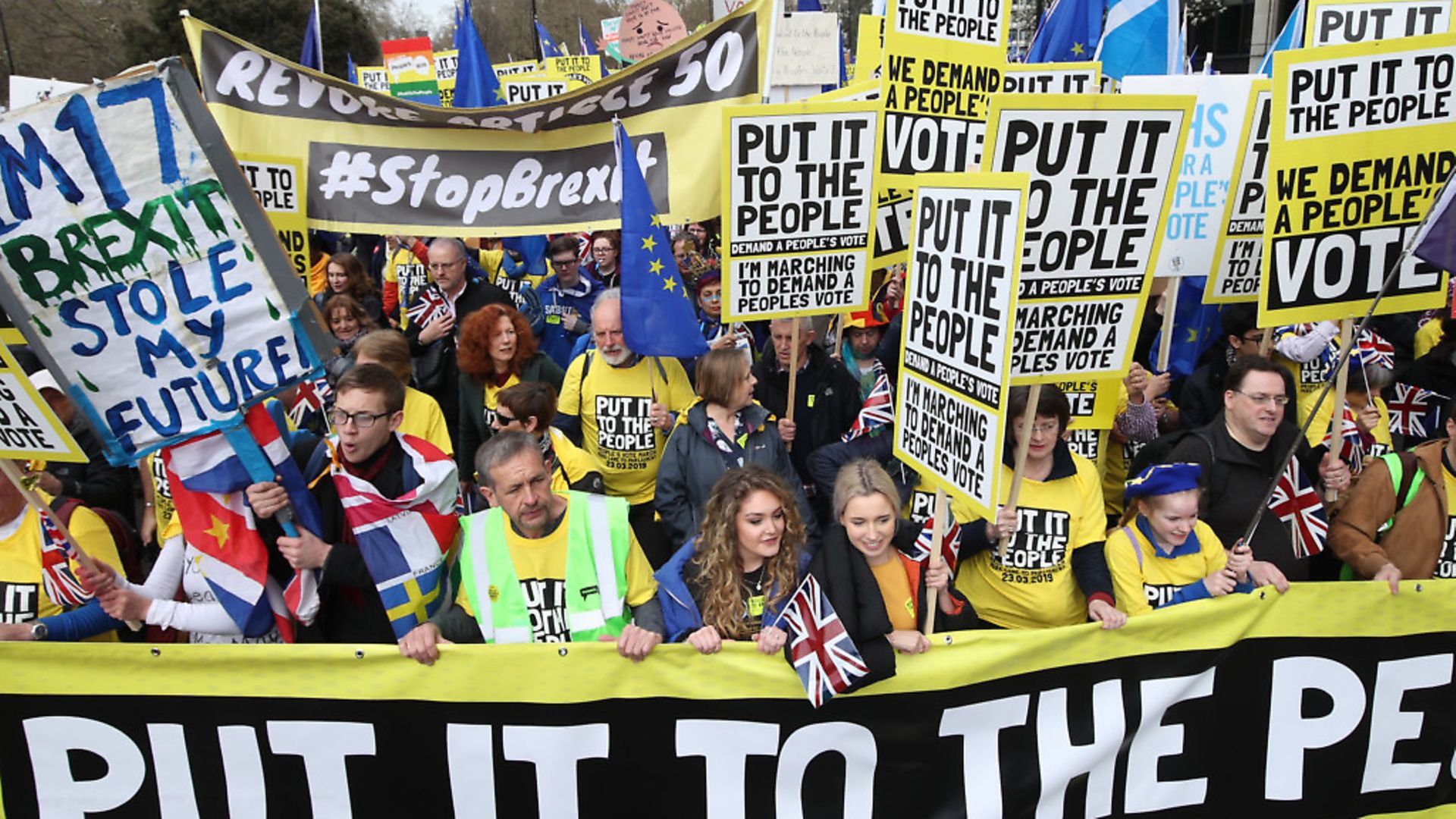 Anti-Brexit campaigners take part in the People's Vote March in London. Picture: PA/Yui Mok - Credit: PA Archive/PA Images