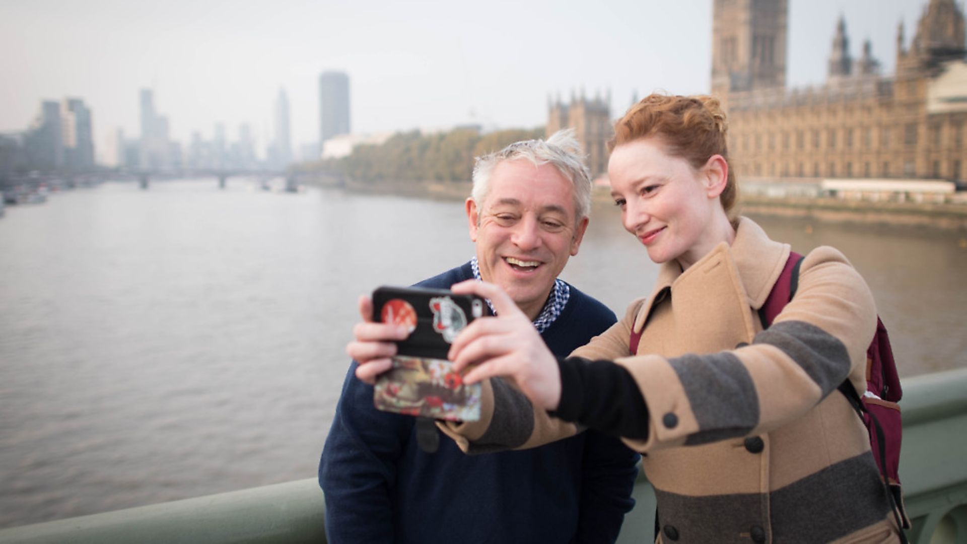 A woman takes a selfie with then speaker of the Commons, John Bercow, on Westminster Bridge in London on his last day in the job. Photograph: Stefan Rousseau/PA Wire. - Credit: PA
