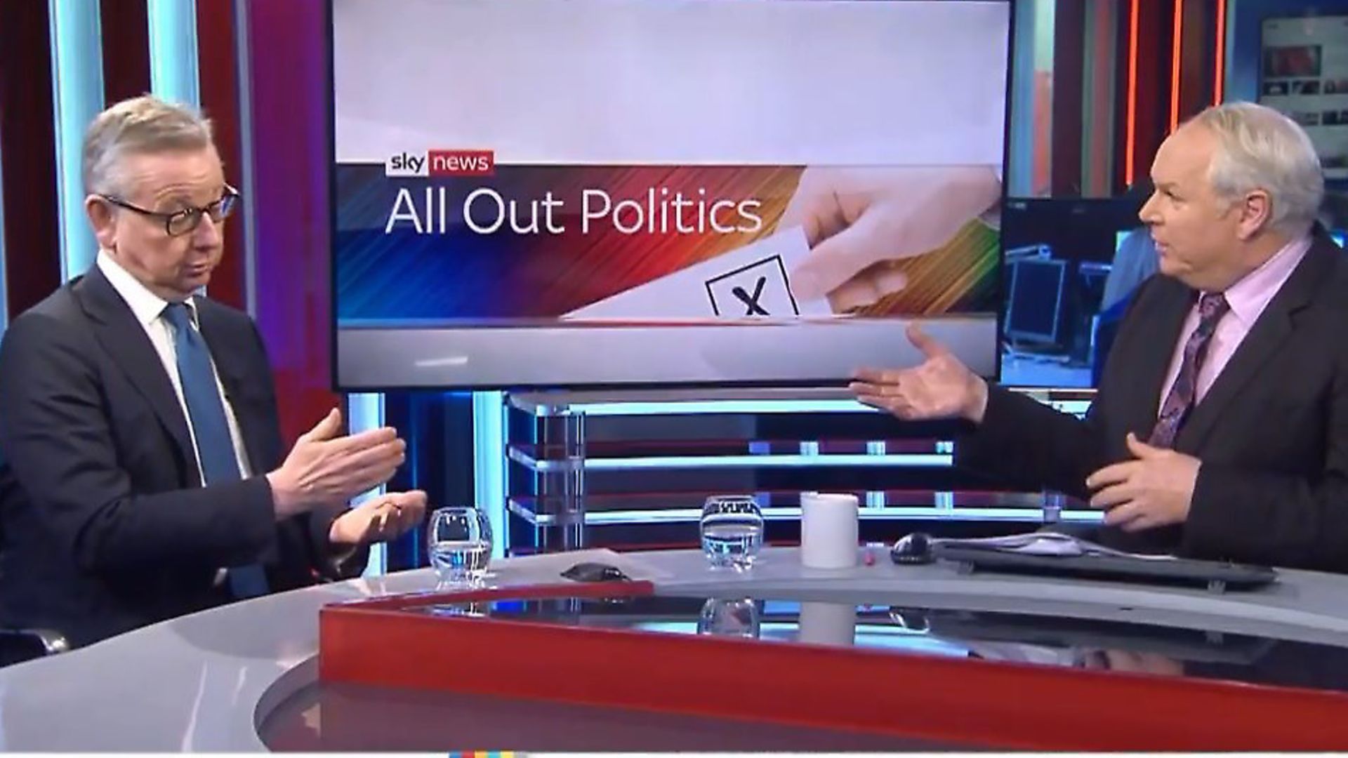 The cabinet office minister Michael Gove was grilled by Adam Boulton this morning over his partys decision to not announce their assessment of the economic impact of the current Brexit deal. Photo: Sky - Credit: Archant